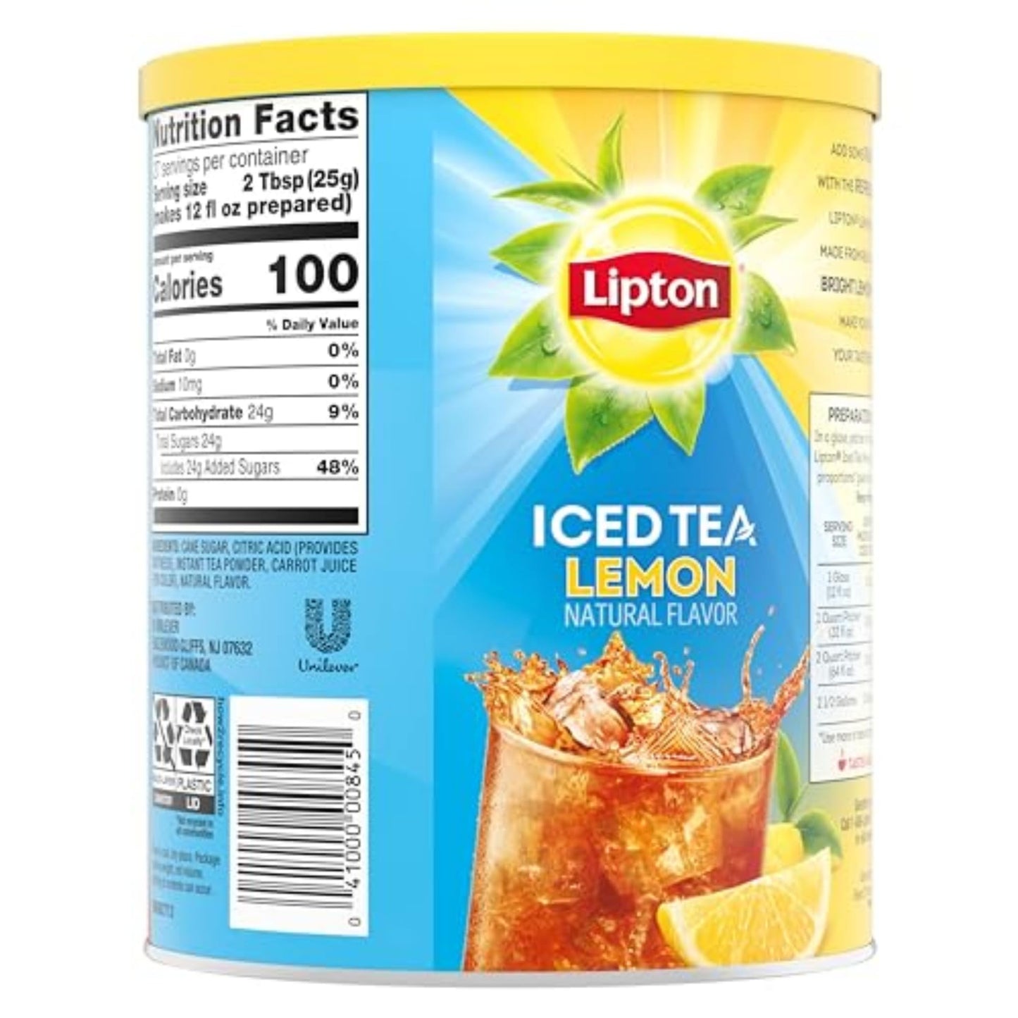 Lipton Lemon Iced Tea Mix, Sweetened, Makes 10 Quarts