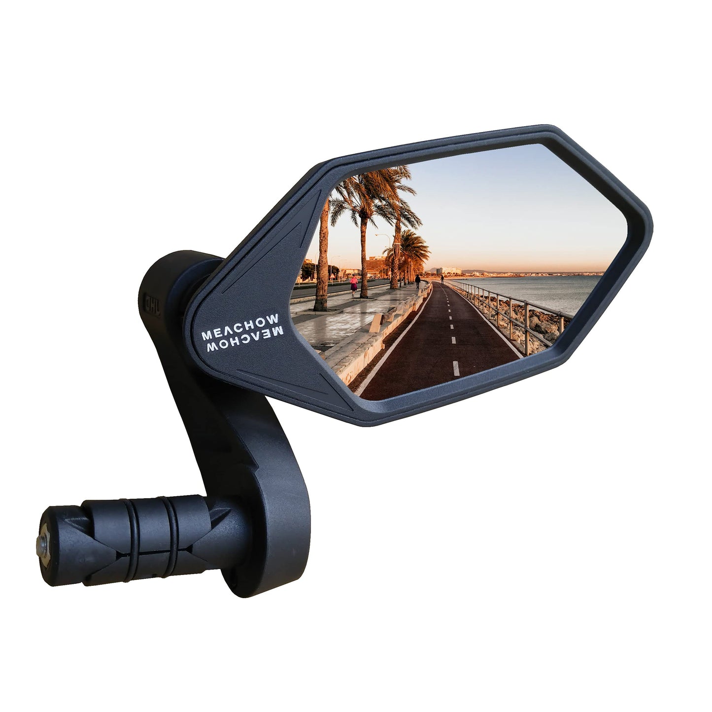 MEACHOW New Bar End Bike Mirror, Crystal UHD Automotive Grade Glass Lens E-Bike Mirrors, Scratch Resistant, Safe Rearview Mirrors, (Silver Left Side) ME-022LS