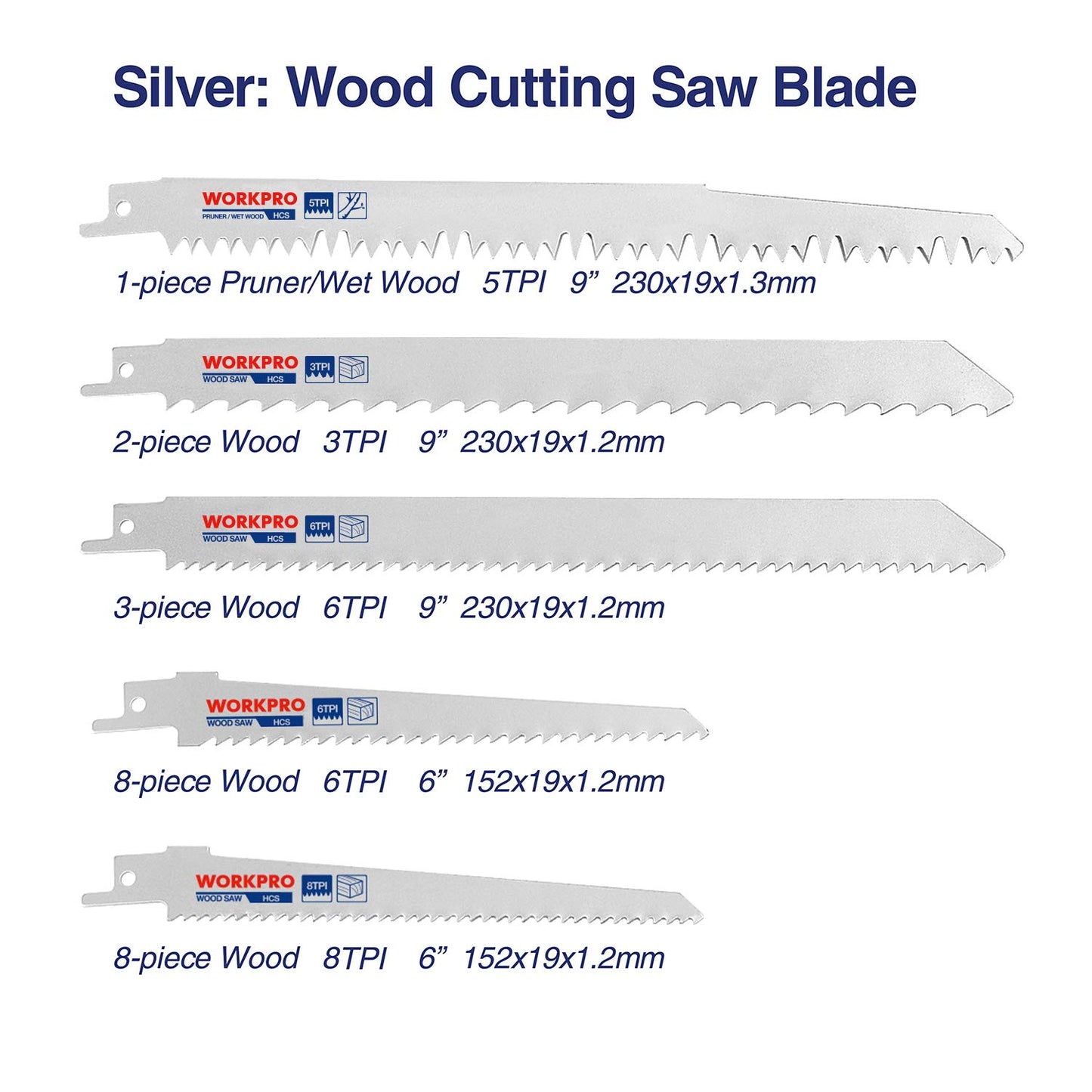 WORKPRO 32-Piece Reciprocating Saw Blade Set - Metal/Woodcutting Saw Blades, Pruner Saw Blades with Organizer Pouch