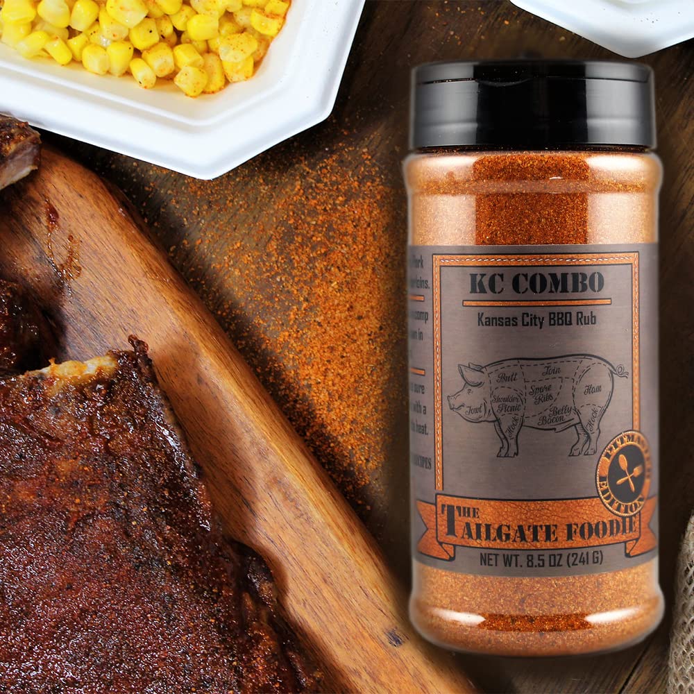 THE TAILGATE FOODIE Rare Pitmaster Gourmet Seasonings | 8 pc Grill Essentials Gift Set | 6 Secret Competition BBQ Spice Blends for Ribs, Pork, Brisket, Chicken, Fish, Steak *Great Christmas Gift*