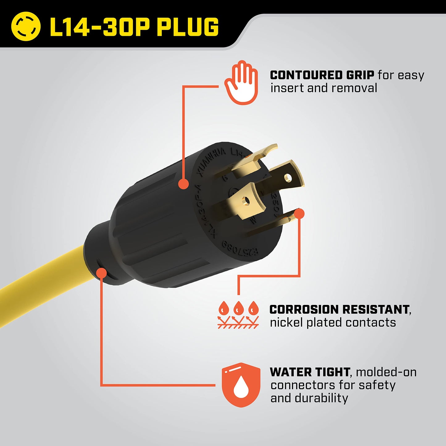 Champion Power Equipment 25-Foot 30-Amp 125/250-Volt Fan-Style Generator Extension Cord (L14-30P to four 5-20R)