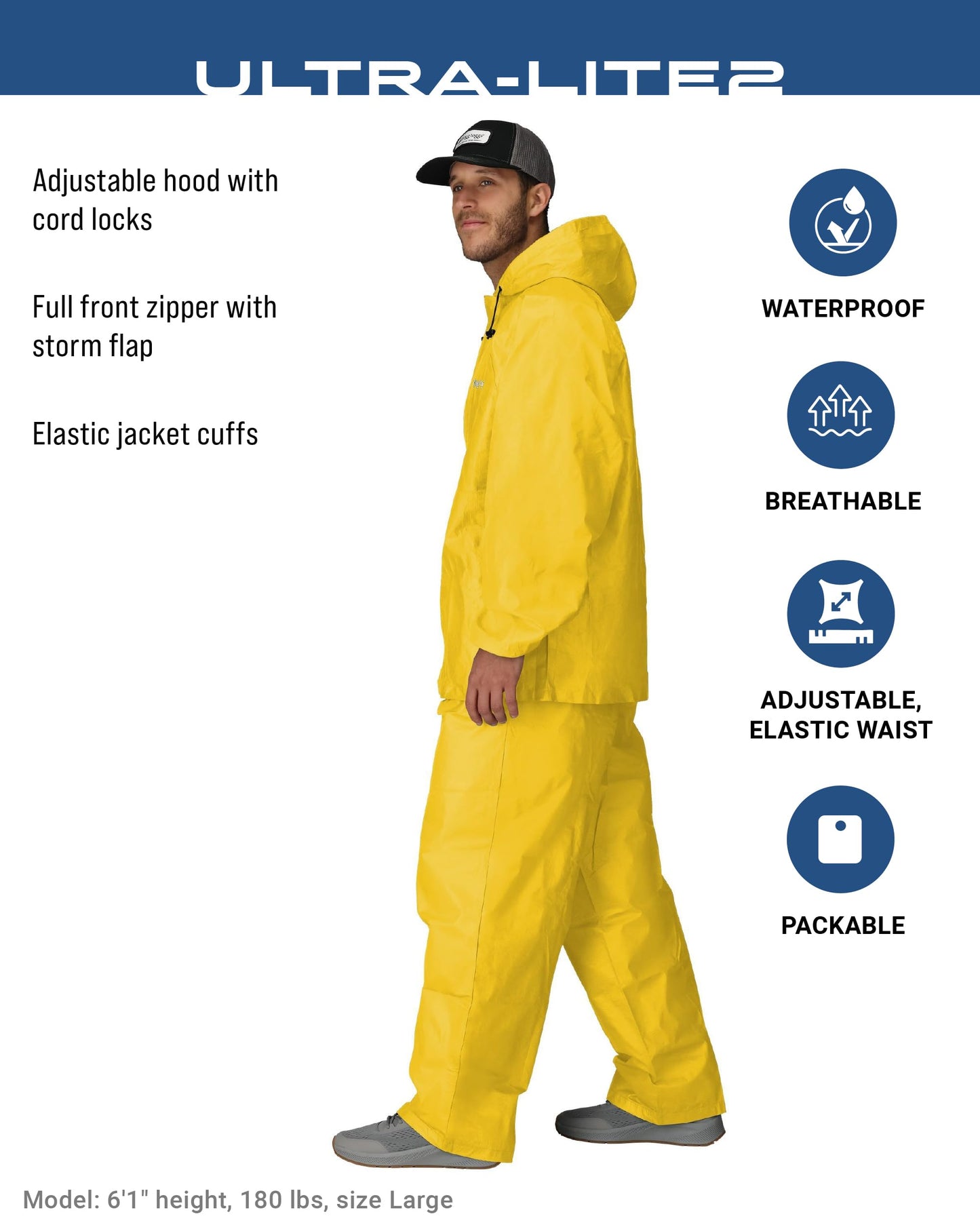 FROGG TOGGS Men's Ultra-Lite2 2-Layer Waterproof Breathable Rain Suit