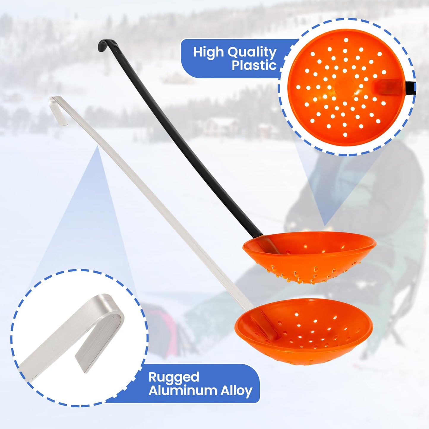 Yiju Ice Fishing Scoop Scoop Skimmer Ice Slush Scoop with Aluminum Handle Winter Outdoor Fishing Shovel Ice Tools