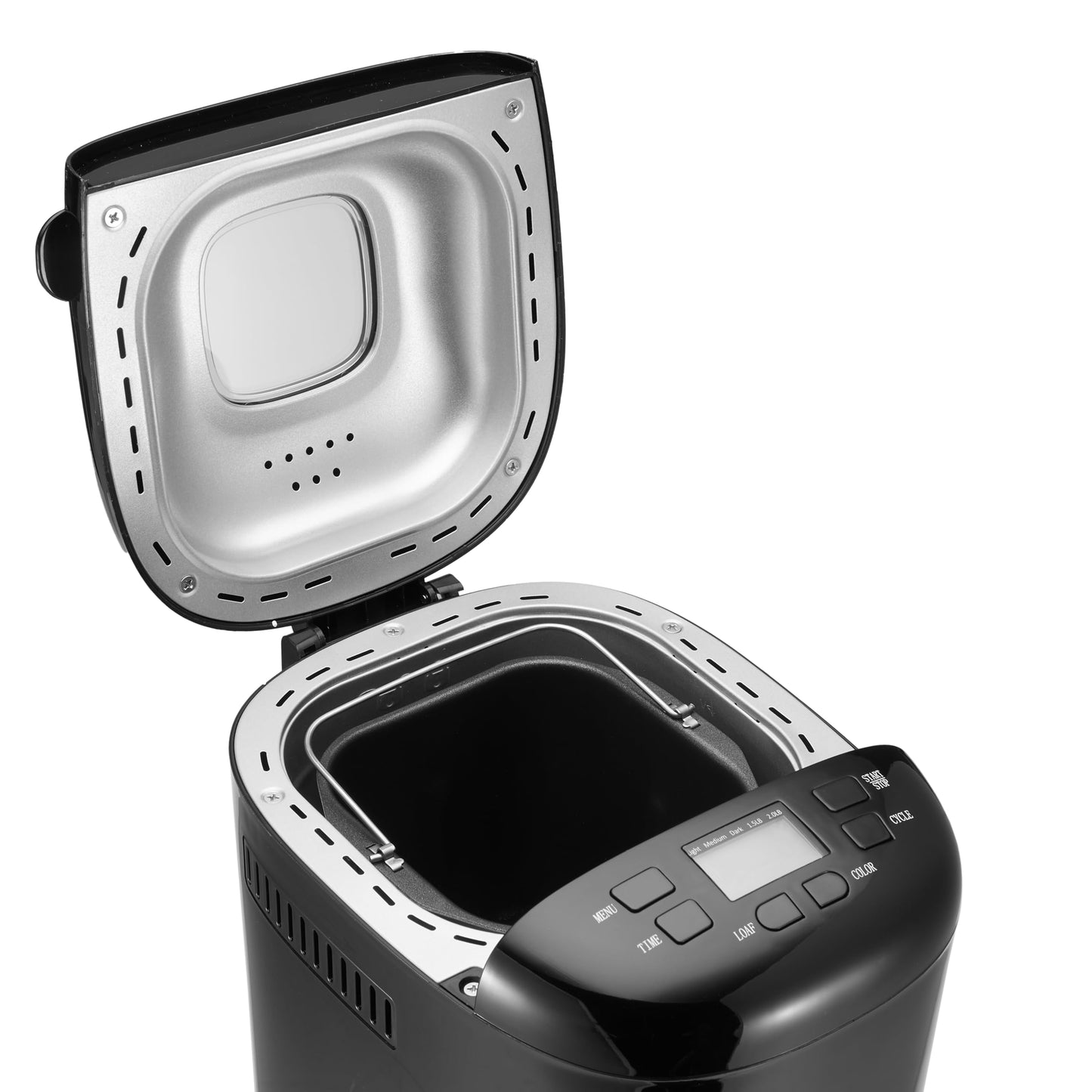Amazon Basics Programmable Bread Maker, 2 Pound Non-Stick Automatic Bread Making Machine, 14 Settings for Breads, Doughs, Gluten-Free Options and More, LCD Display, White