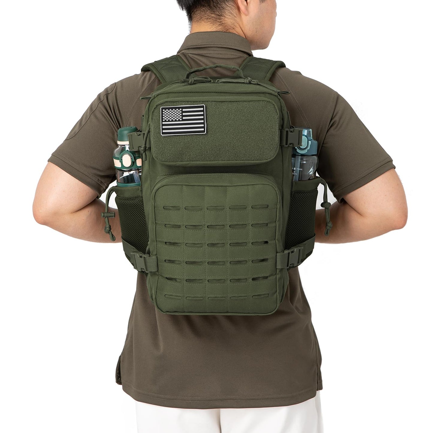 QT&QY 25L/35L/45L Military Tactical Backpack For Men Molle Daypack 3 Day Bug Out Bag Hiking Rucksack With Bottle Holder
