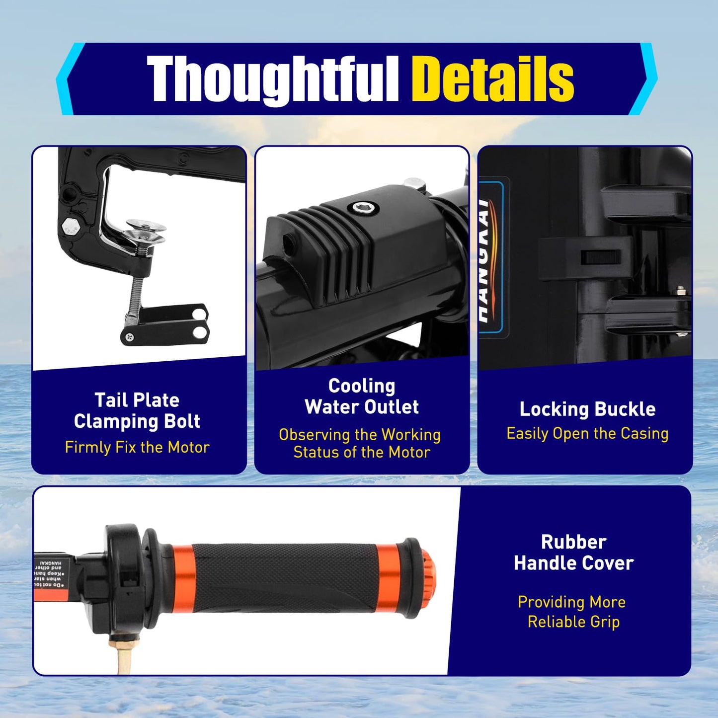 Outboard Motor Boat Engine, 2 Stroke Heavy Duty Fishing Boat Engine 3.5HP Gas Trolling Motor with Water Cooling CDI System for Rubber Boats, Inflatable Boats, Sailboats