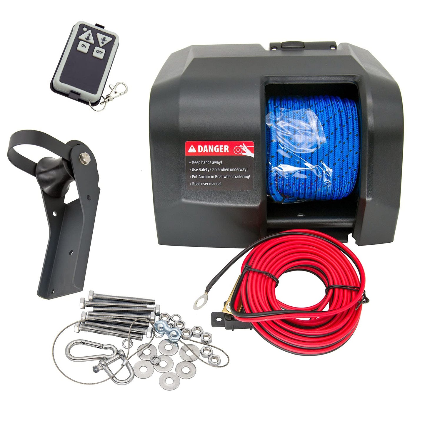 Electric Anchor Winch,Marine Anchor Winch 12V,Saltwater Boat Anchor Windlass Kit with Wireless Remote Control,Heavy Duty Towing Winches