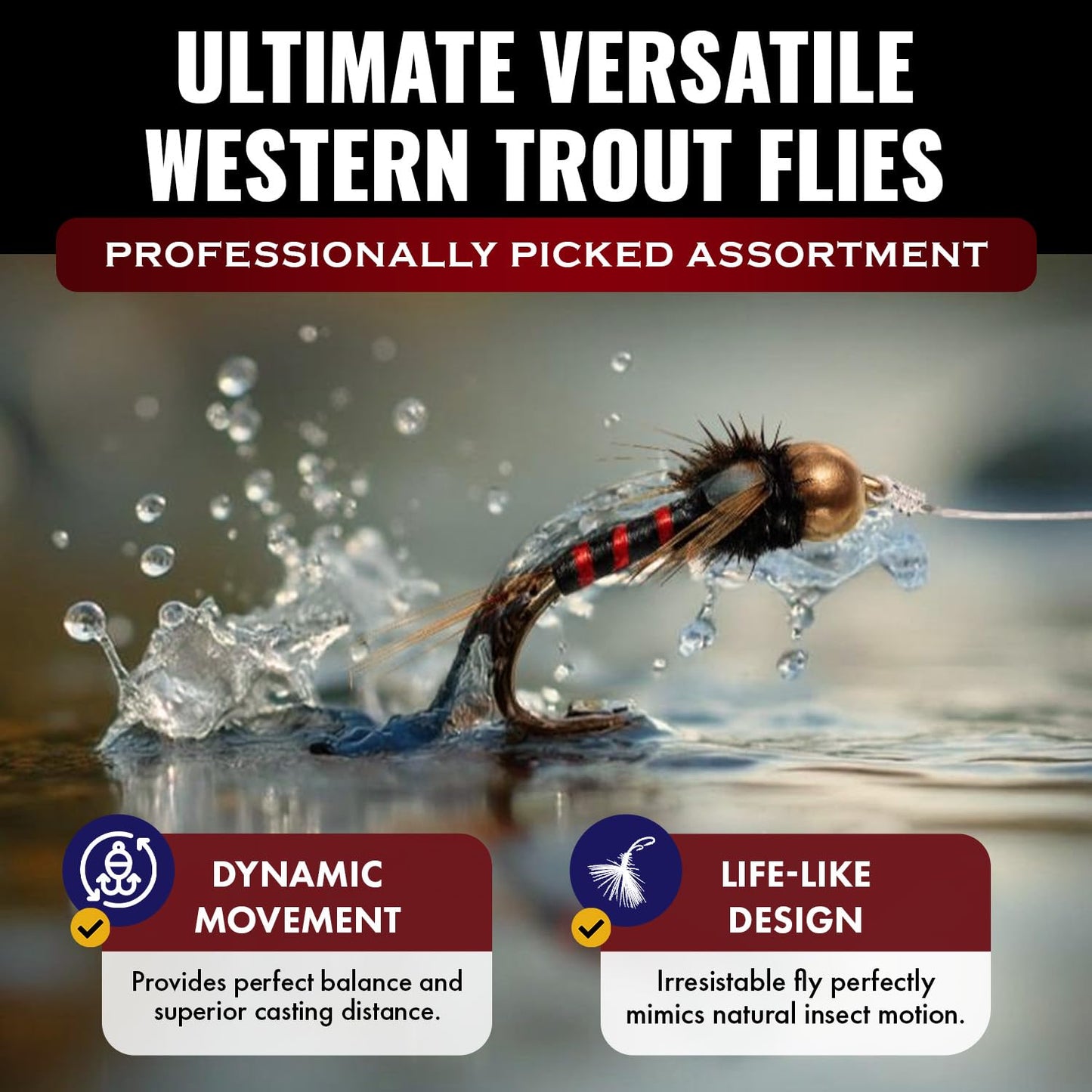 RoxStar Fly Fishing Shop | Proudly Hand Tied in The USA | Western Trout Fly Assortment | Top 24 Producing Trout Flies for The West | Gift Box Included | (24 Pack)