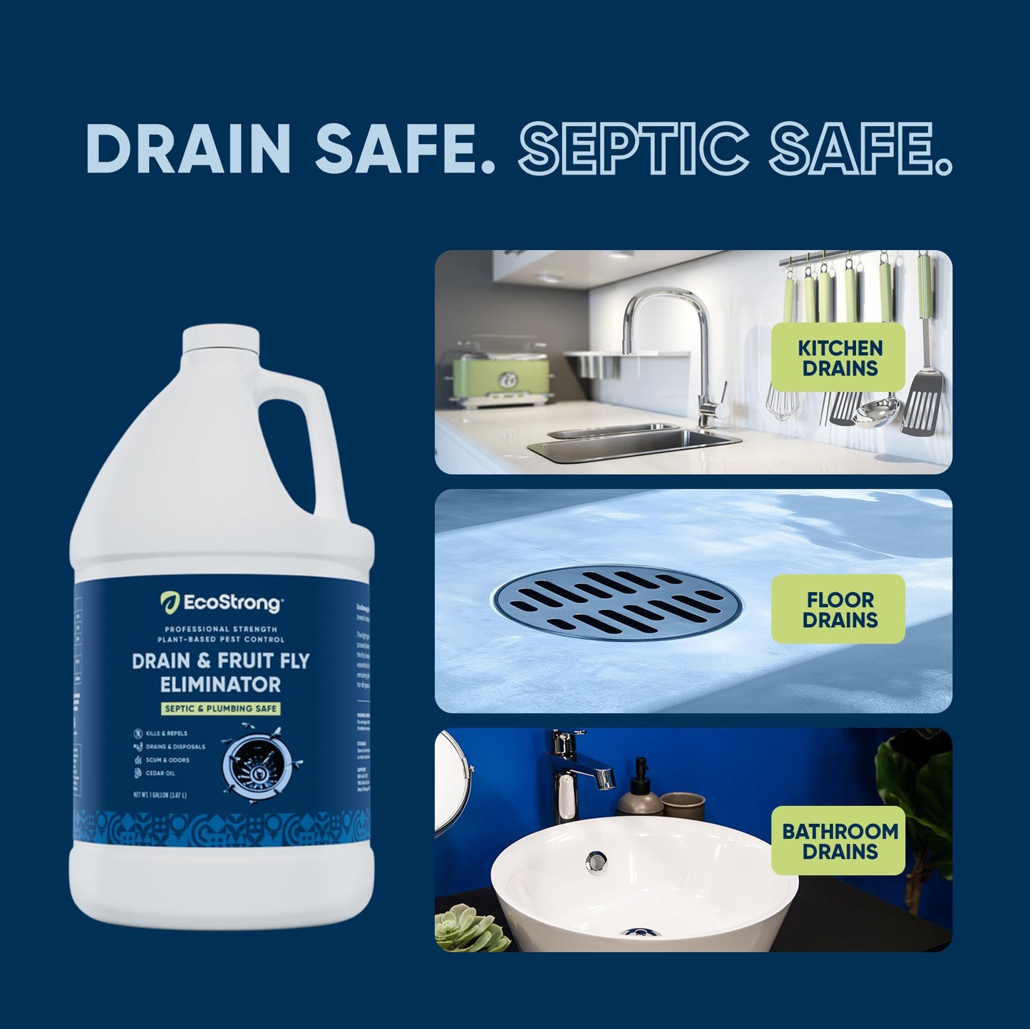 Fruit Fly Drain Treatment | Drain Fly Eliminator | All-Natural, Eliminates Gnats, Sewer Flies and More - Works in All Drains - 1 Gallon