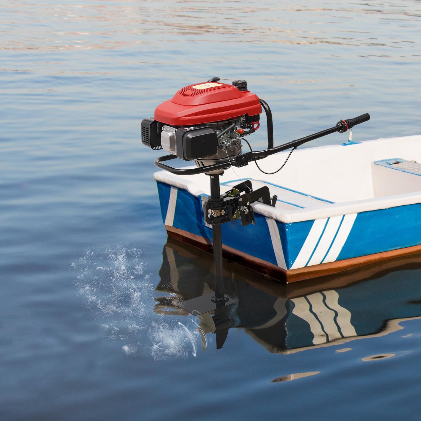 4 Stroke 4HP Outboard Motor, 4 Stroke 55CC Jet Pump Boat Engine w/Wind Cooling CDI System for Rubber Boats, Wooden Boats, Fishing Boats, etc, 5500 rpm