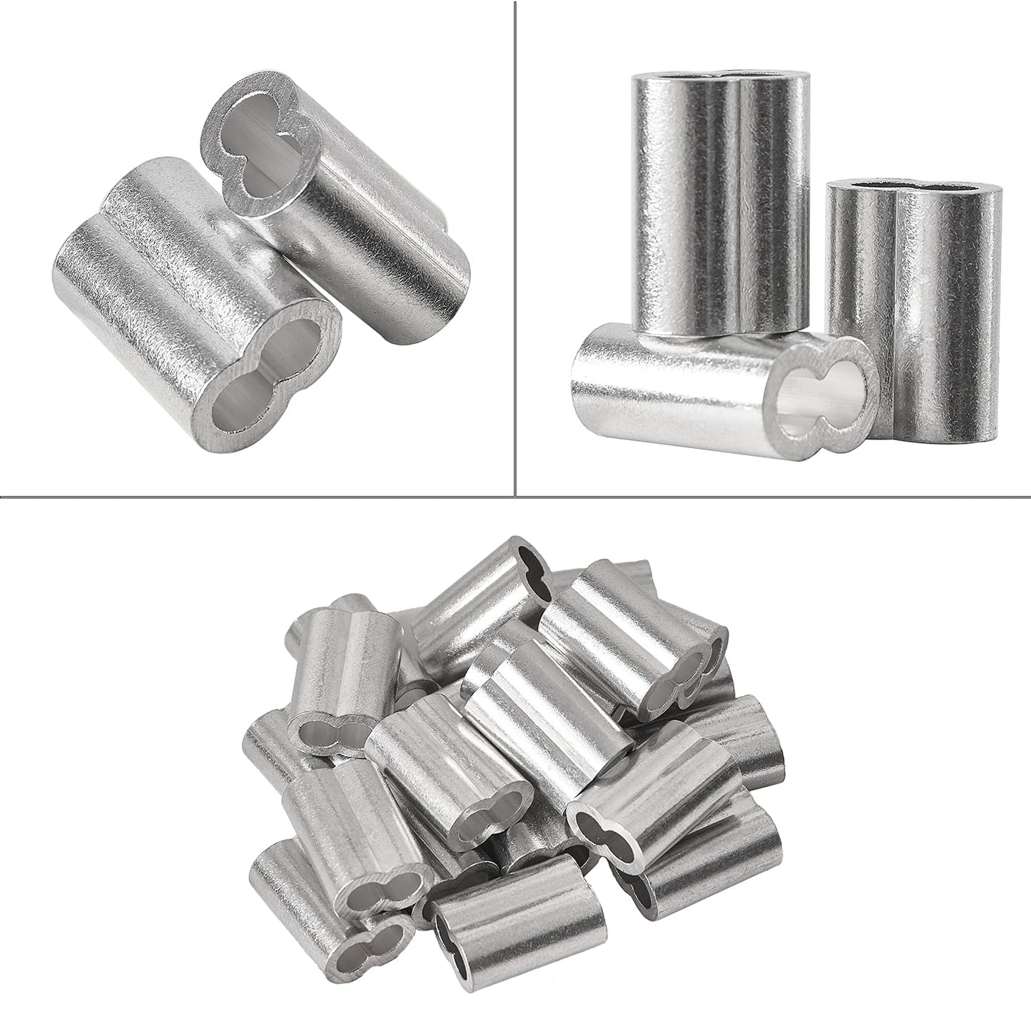HSTECH 3/32" (2.5mm) 100PCS Aluminum Crimping Loop Sleeve for Wire Rope, Cable Ferrule