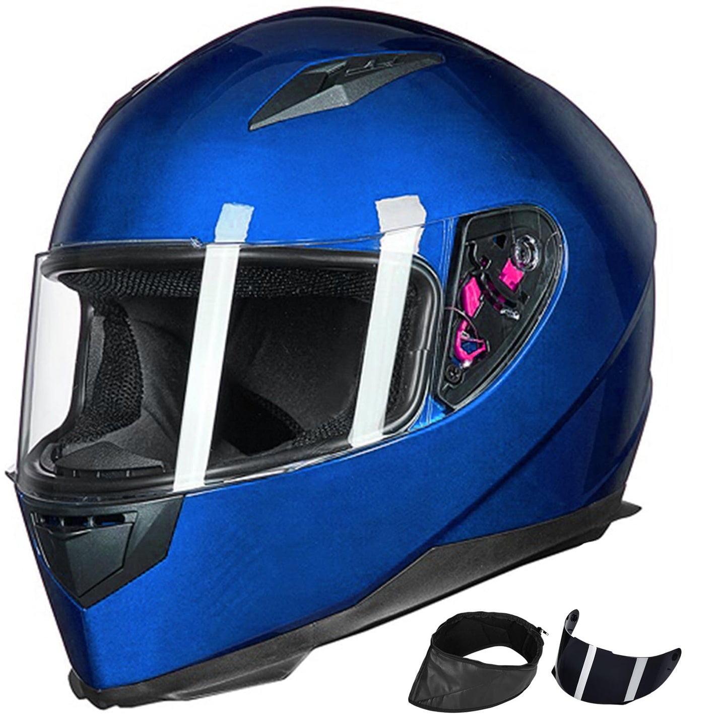 ILM Full Face Motorcycle Street Bike Helmet with Removable Winter Neck Scarf + 2 Visors DOT Model-JK313