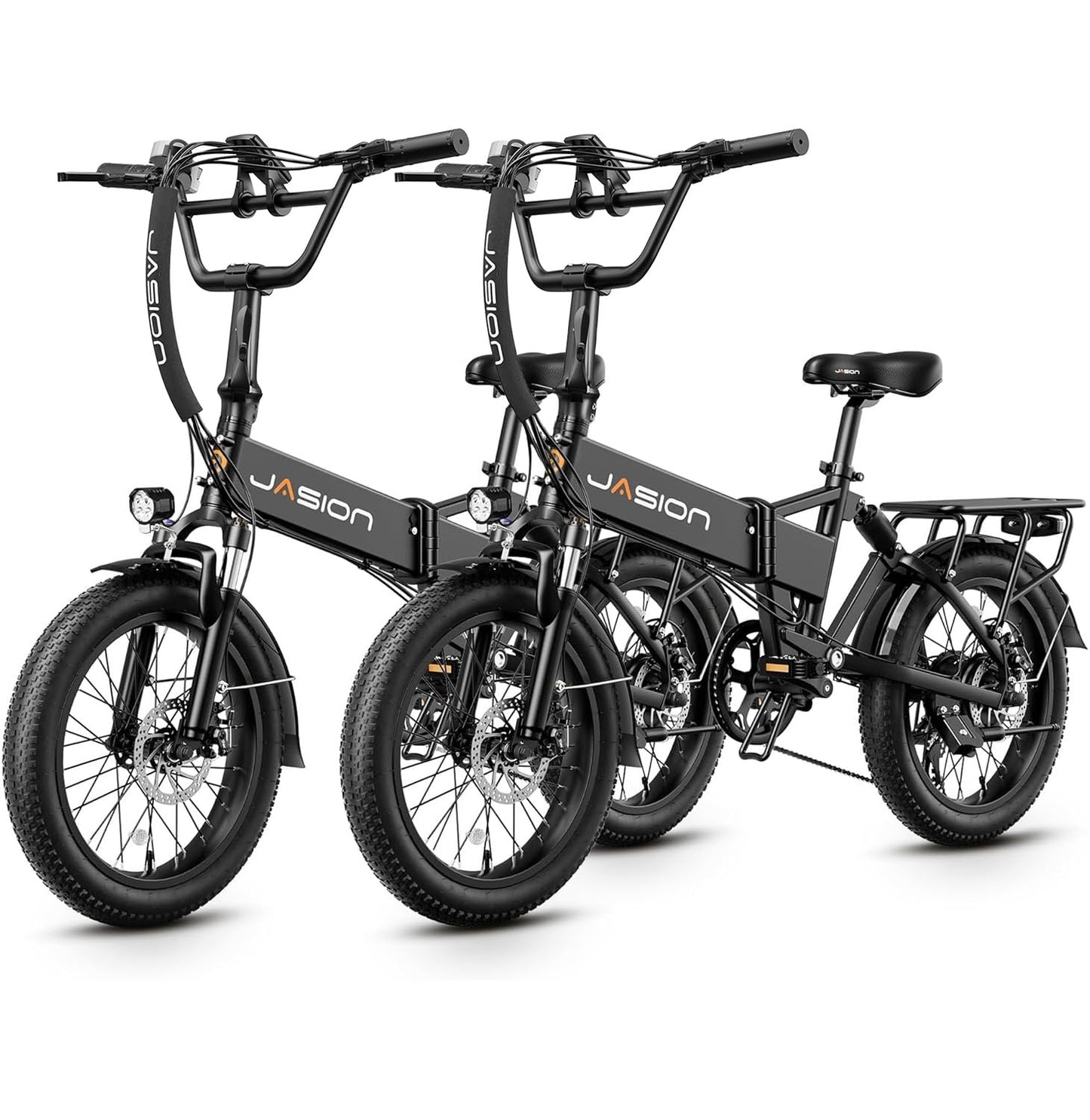 Jasion EB7 2.0 Electric Bike for Adults, 1200W Peak Motor 28MPH Max Speed Folding Ebike, 48V 10AH Removable Battery, 20" Fat Tire with Dual Suspension, 7-Speed Electric Bicycles, UL Certifiled