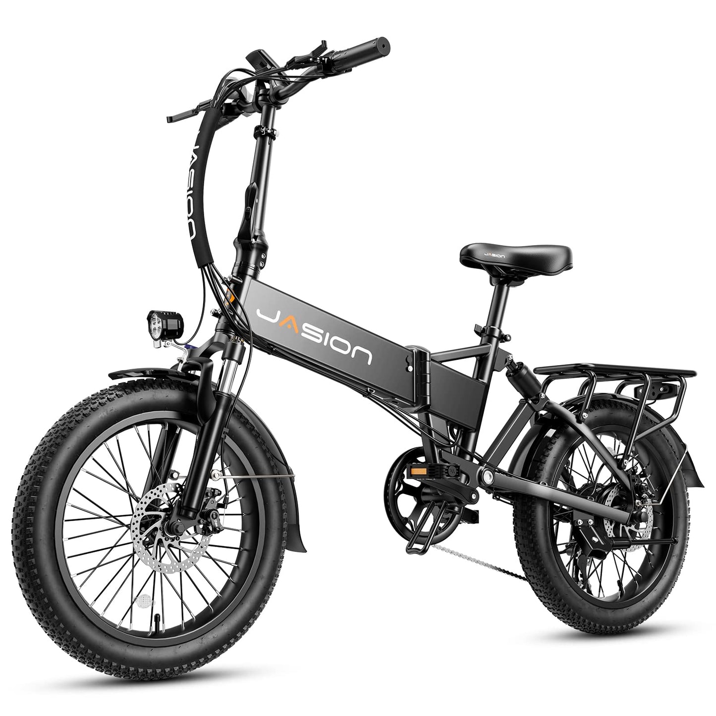 Jasion EB7 2.0 Electric Bike for Adults, 1200W Peak Motor 28MPH Max Speed Folding Ebike, 48V 10AH Removable Battery, 20" Fat Tire with Dual Suspension, 7-Speed Electric Bicycles, UL Certifiled