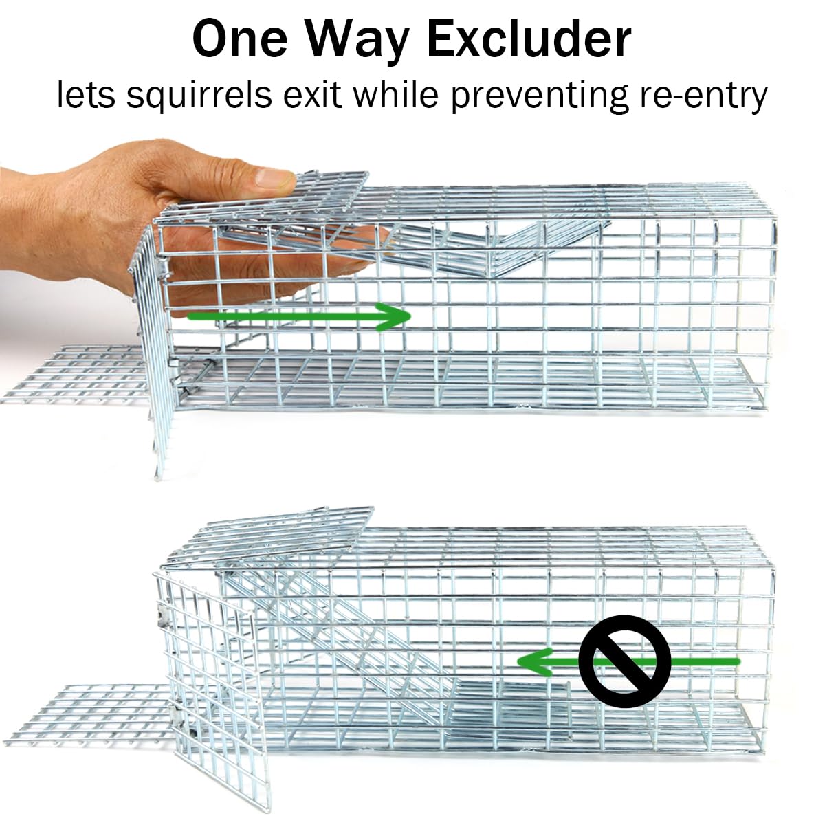 One Way Squirrel Door Excluder, 3.5 x 3.5 inch Opening, Humane One-Way Door for Removing Squirrels, Chipmunks, Includes DIY Installation Kit