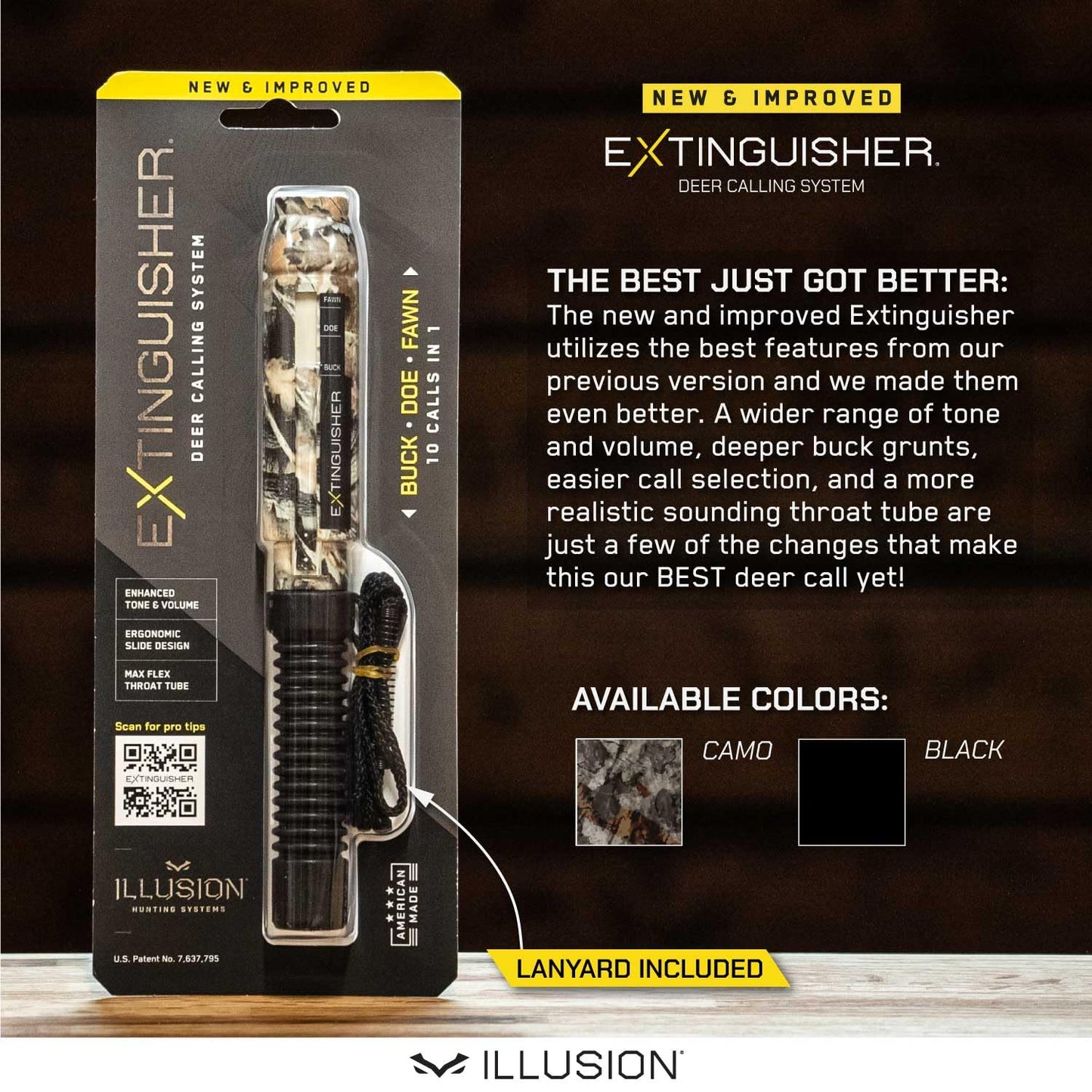 Extinguisher Deer Call by Illusion | Grunt Tube | Buck, Doe, Fawn | Adjustable 10-in-1 Call | Color (CAMO/Black) | Freeze Resistant