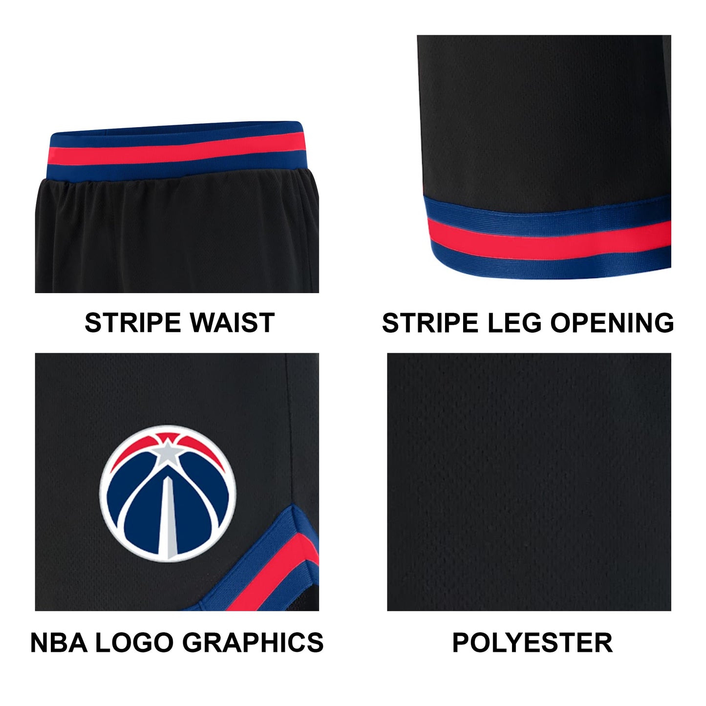 Ultra Game Mens Active Knit Training NBA Woven Team Logo Poly Mesh Basketball Shorts, Black, X-Large US