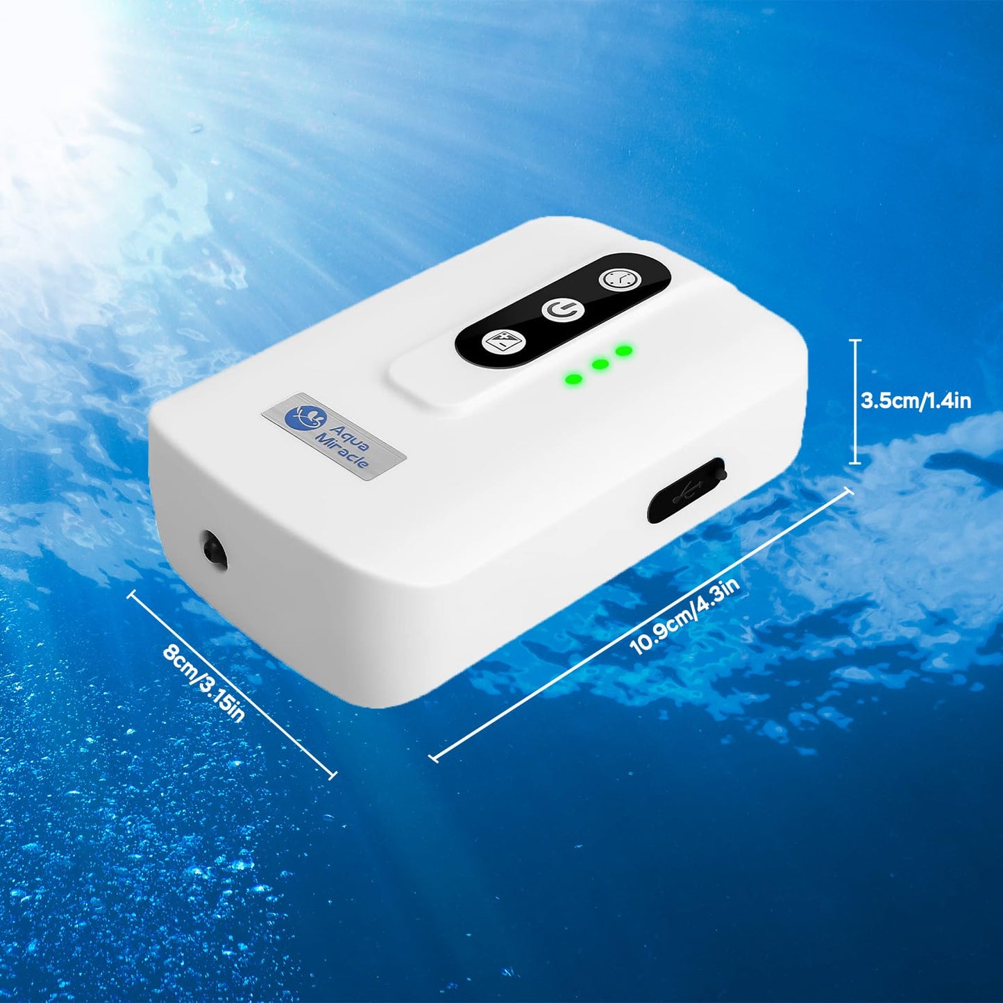 AquaMiracle Lithium Battery Powered Portable Aquarium Air Pump for Fish Tank, USB Rechargeable Aquarium Bubbler Aerator for Outdoor Fishing, Power Outages and Emergency