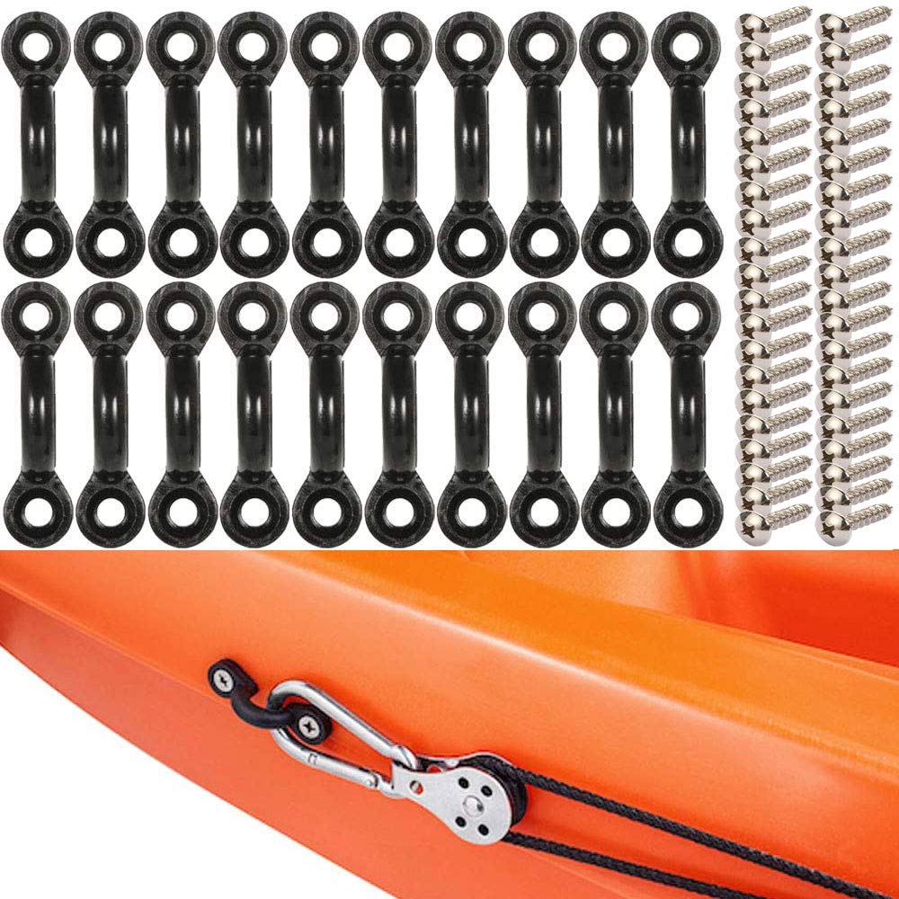 Kayak Pad Eye Kit, 10PCS Nylon Bungee Deck Loops Tie Down Pad Eye with 20 Screws for Boat Kayak Deck Rigging Kit