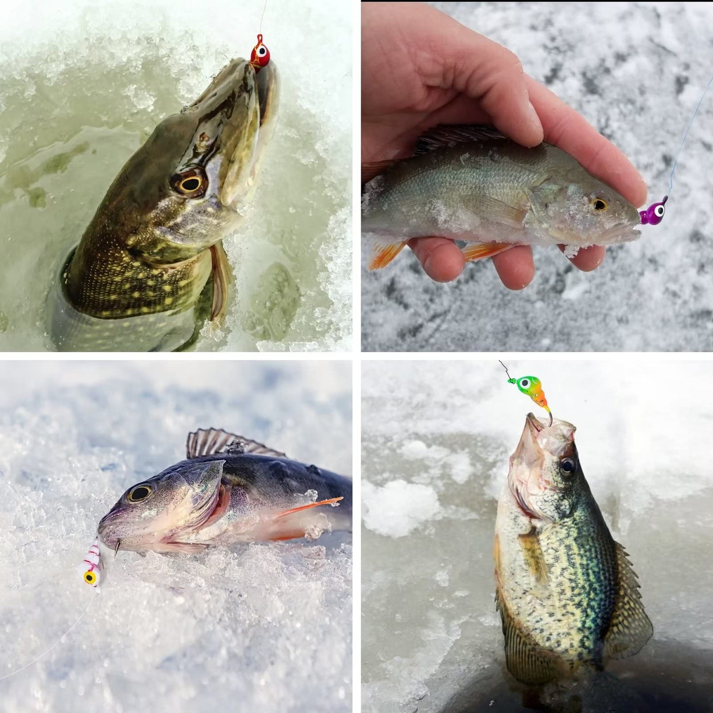 THKFISH Ice Fishing Jigs Kit, Jigs Heads for Ice Fishing Gear, Ice Fishing Lures for Panfish, Crappie, Walleye, Perch, Trout and Bluegill 18/40/70pcs