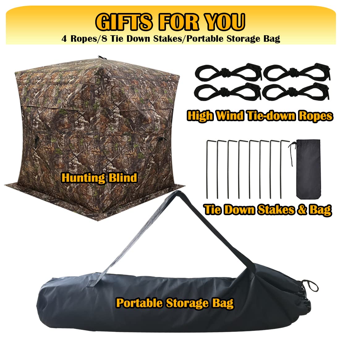 Portable 2/3/4 Person 270 Degree See Through Hunting Blind Ground Camouflage Pop Up Hub Turkey Deer Blinds Tent