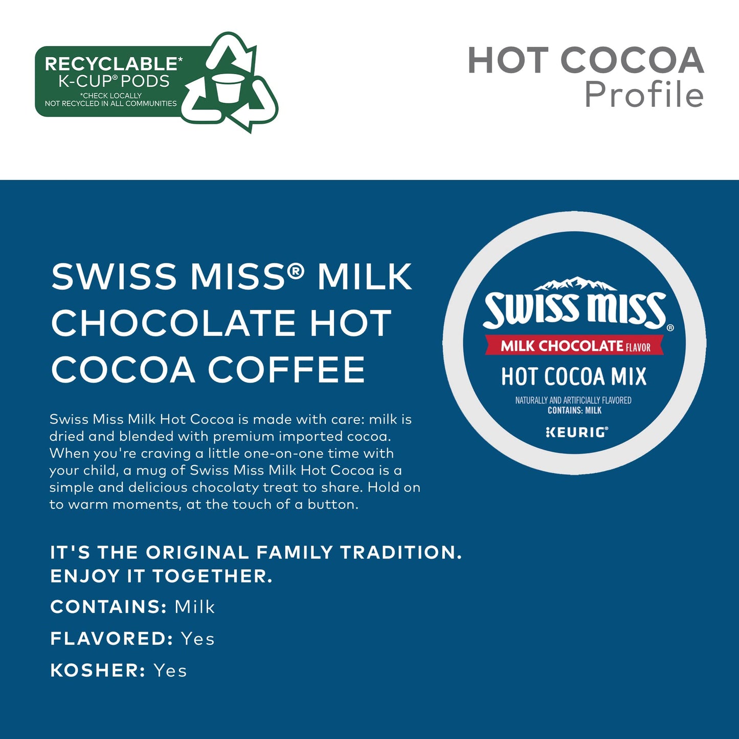 Swiss Miss Milk Chocolate Flavor Hot Cocoa Mix Canister, 76.55 oz.