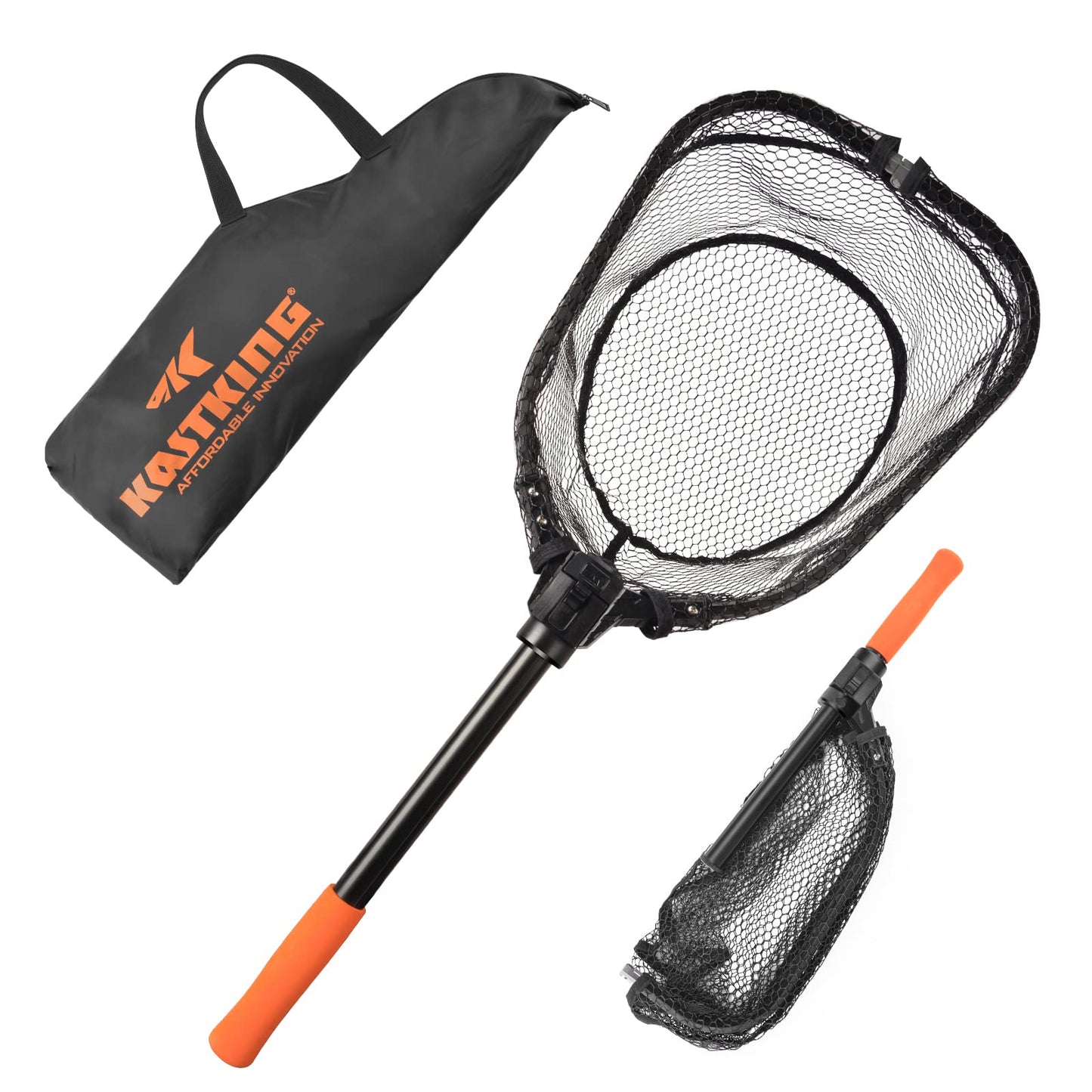 KastKing Brutus Fishing Net, Foldable Extendable Fish Landing Net, Lightweight & Portable Fishing Net with Soft EVA Foam Handle, Holds up to 44lbs/20KG, Fish-Friendly Mesh for a Safe Release
