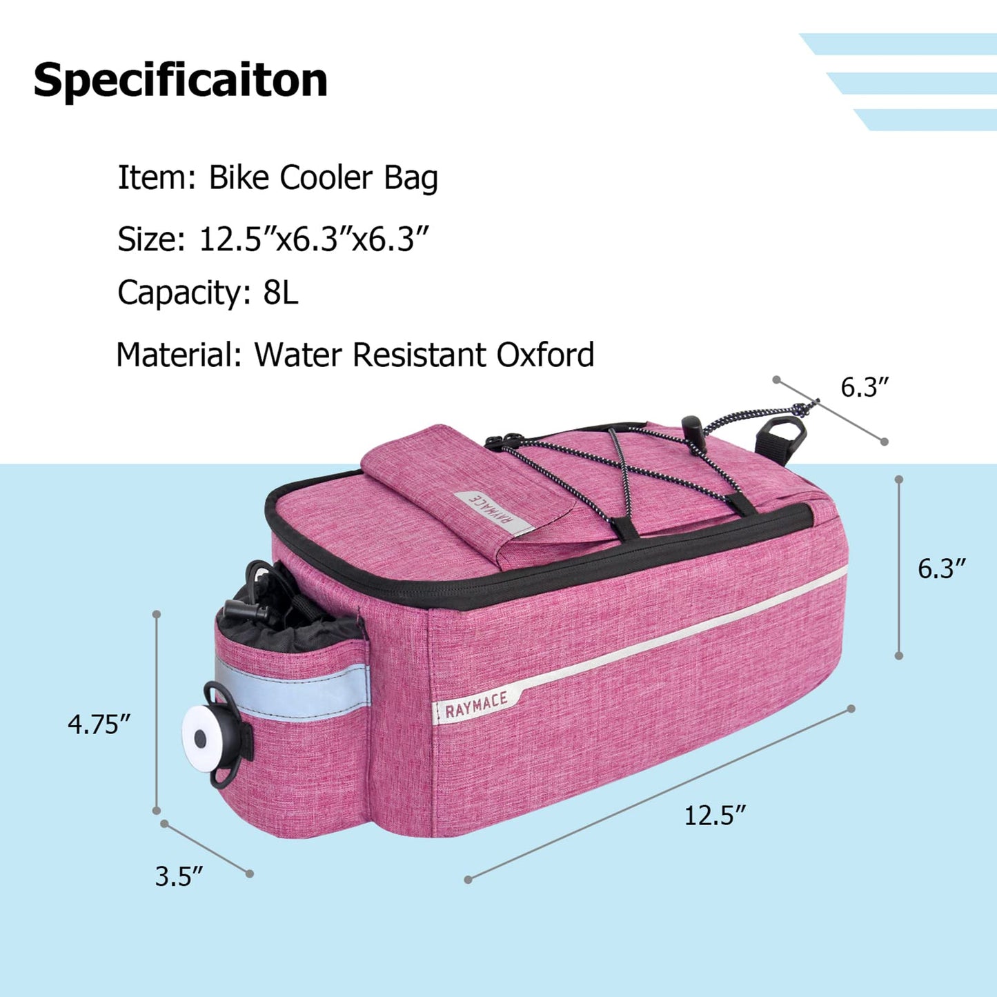 RAYMACE Bike Rear Rack Bag with Tail Light, Bike Truck Cooler Bag for Warm or Cold Items