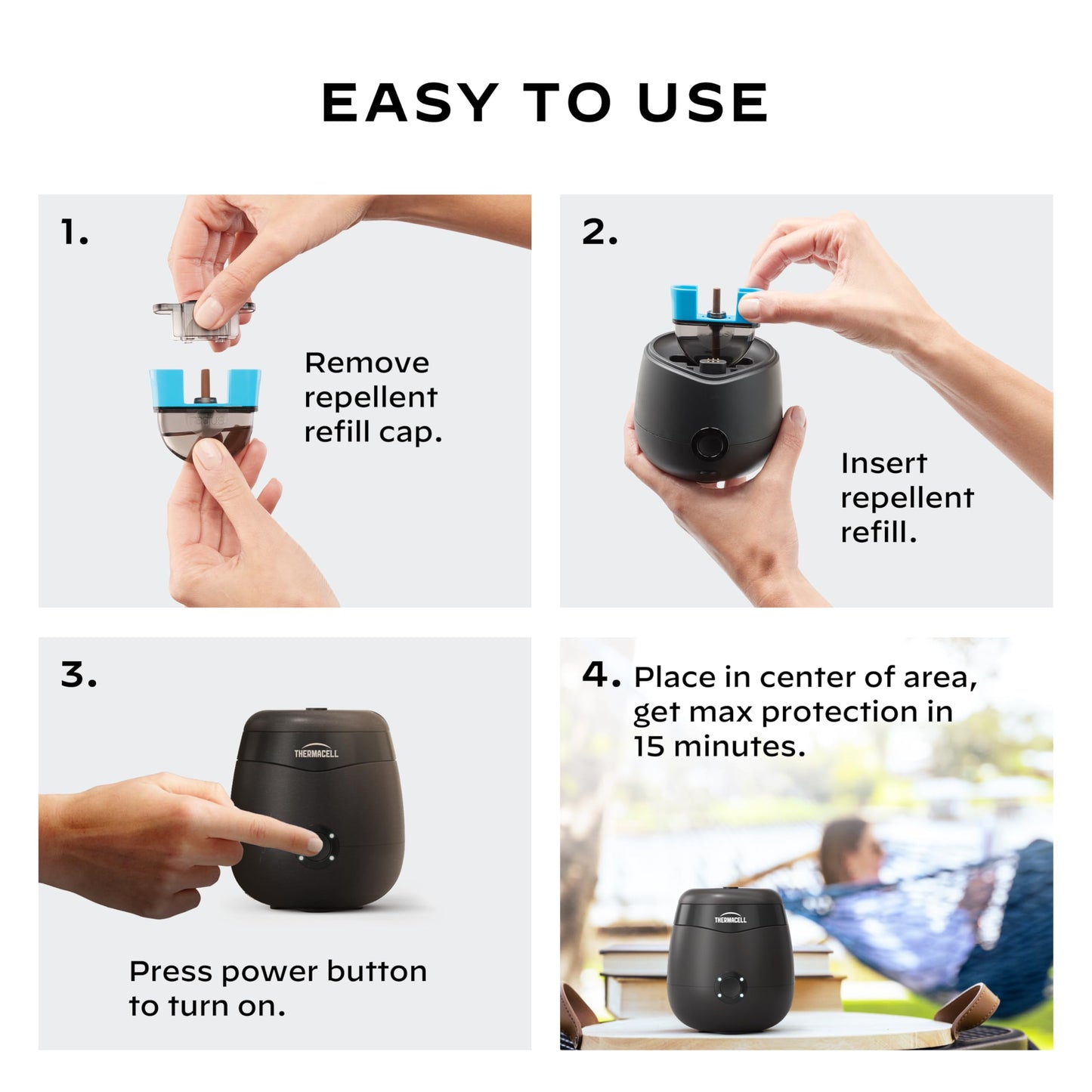 Thermacell Mosquito Repellent E-Series Rechargeable Repeller; Patio Shield 20’ Mosquito Protection Zone; Includes 12-Hr Repellent Refill; No Flame or Scent; Bug Spray and Bug Zapper Alternative