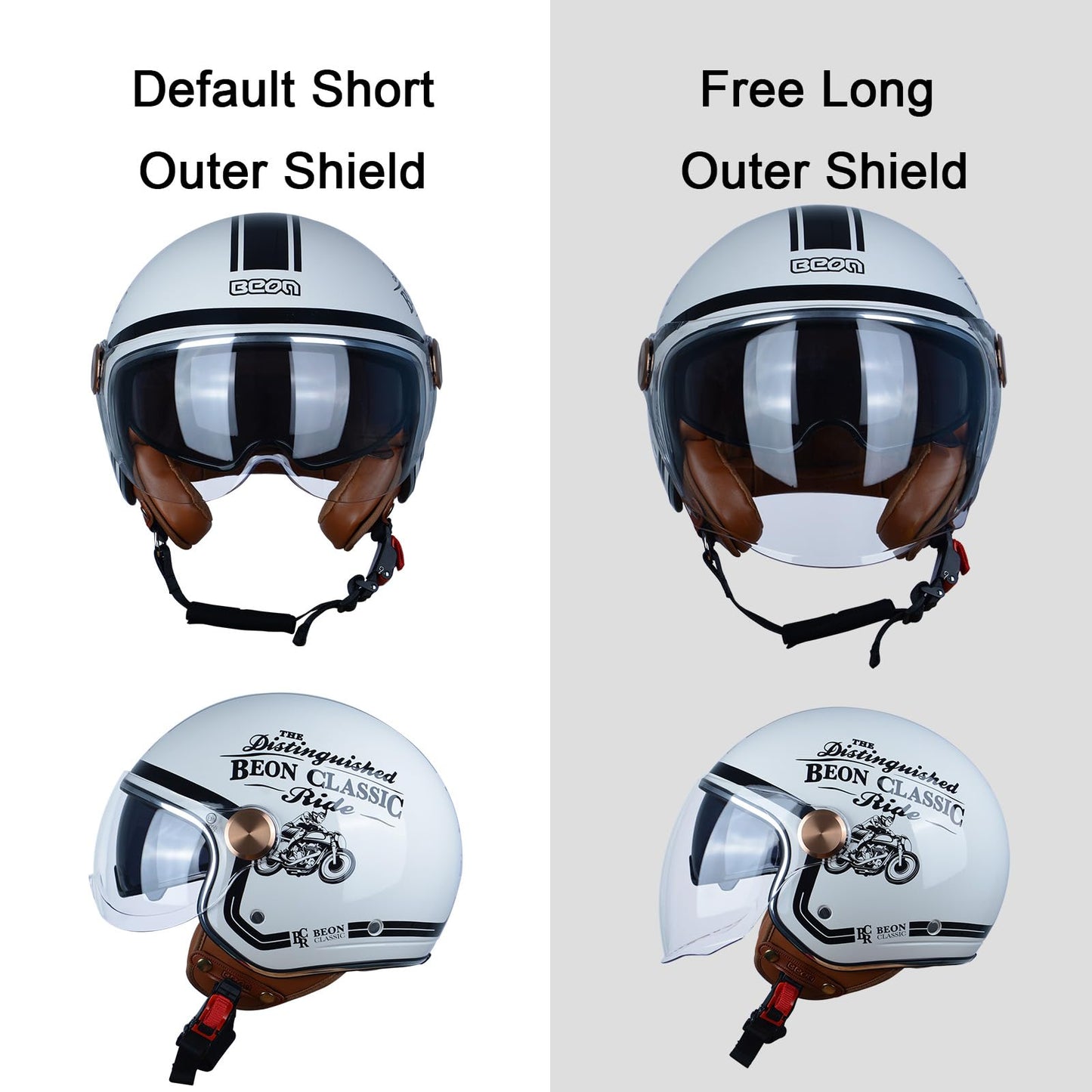 Open Face Motorcycle Helmet for Adults, DOT Approved,3/4 Retro Vespa Helmet, Dual Visors Men's and Women's Motorbike Casco for Moped Cruiser Bobber and Chopper