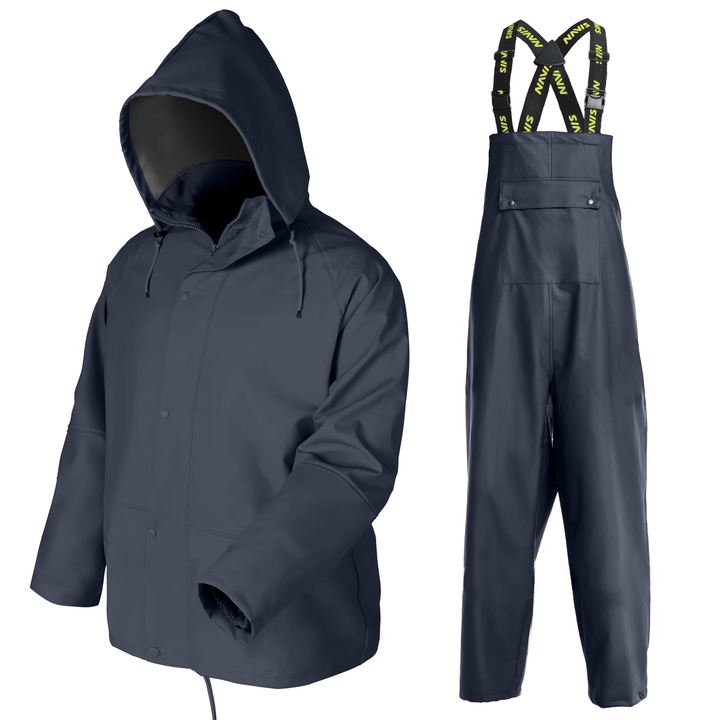 Men's Workwear PRO Rain Suit - Waterproof Jacket and Bib Pants 3-piece Set for Ultimate Safety and Comfort