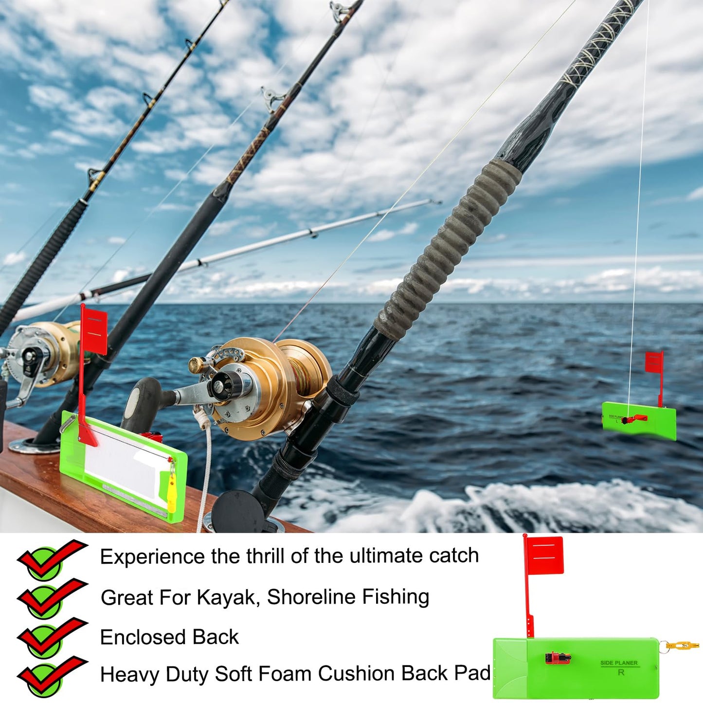 2 Pack Planer Boards for Fishing Trolling 8 x 3 Inches Off Shore Crappie Planer Boards Kits with Flag Fishing Accessory for Inshore Offshore Trolling Dragging