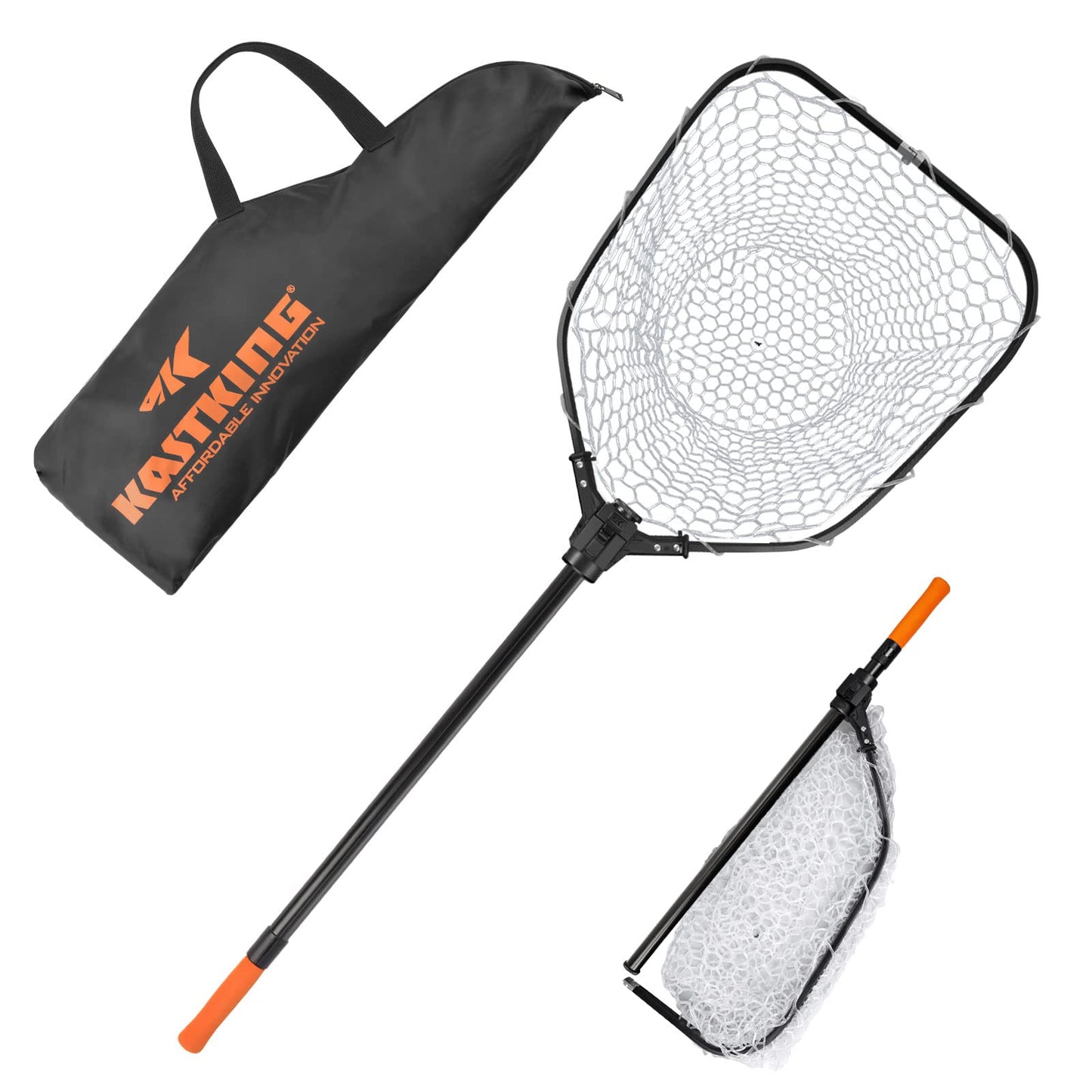 KastKing Brutus Fishing Net, Foldable Extendable Fish Landing Net, Lightweight & Portable Fishing Net with Soft EVA Foam Handle, Holds up to 44lbs/20KG, Fish-Friendly Mesh for a Safe Release