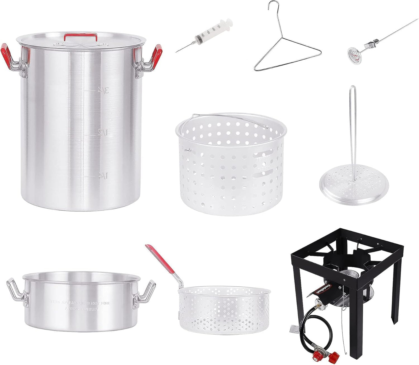 CreoleFeast TFS3010 Propane 30 Qt. Turkey and 10 Qt. Fish Fryer Boiler Steamer Set, 50,000 BTU Burner, Ideal for Outdoor Cooking