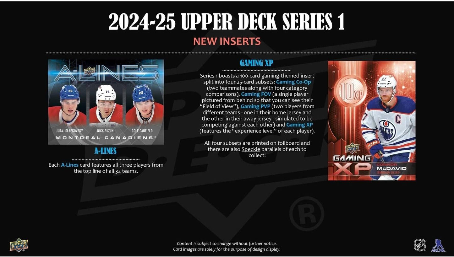 Upper Deck 2024-25 Series 1 Hockey Blaster Box (48 Hockey Cards)