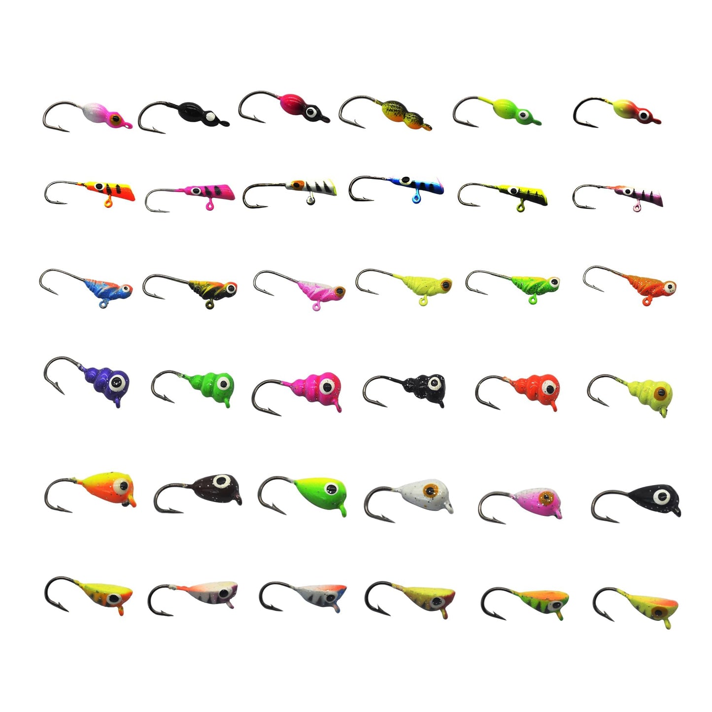 Alichino Ice Fishing Jig Set Ice Fishing Lures Micro Jig Head Hook Set for Panfish, Crappie, Walleye, Perch, Trout, Bluegill