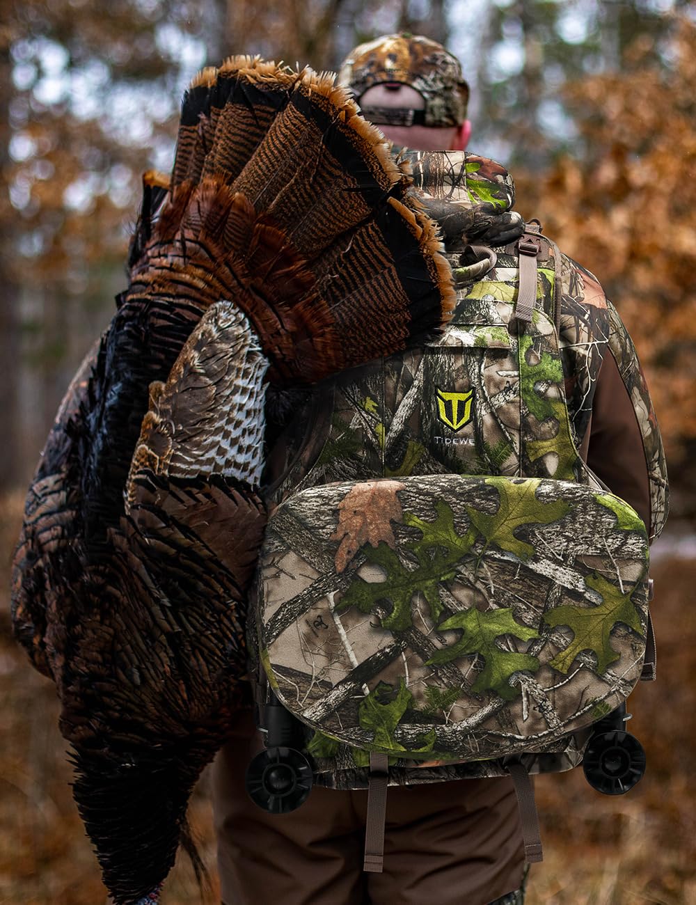 TIDEWE Turkey Vest with Seat, Hunting Vest with Game Pouch and Kickstand, Strut Camo Turkey Hunting Clothes for Men Women