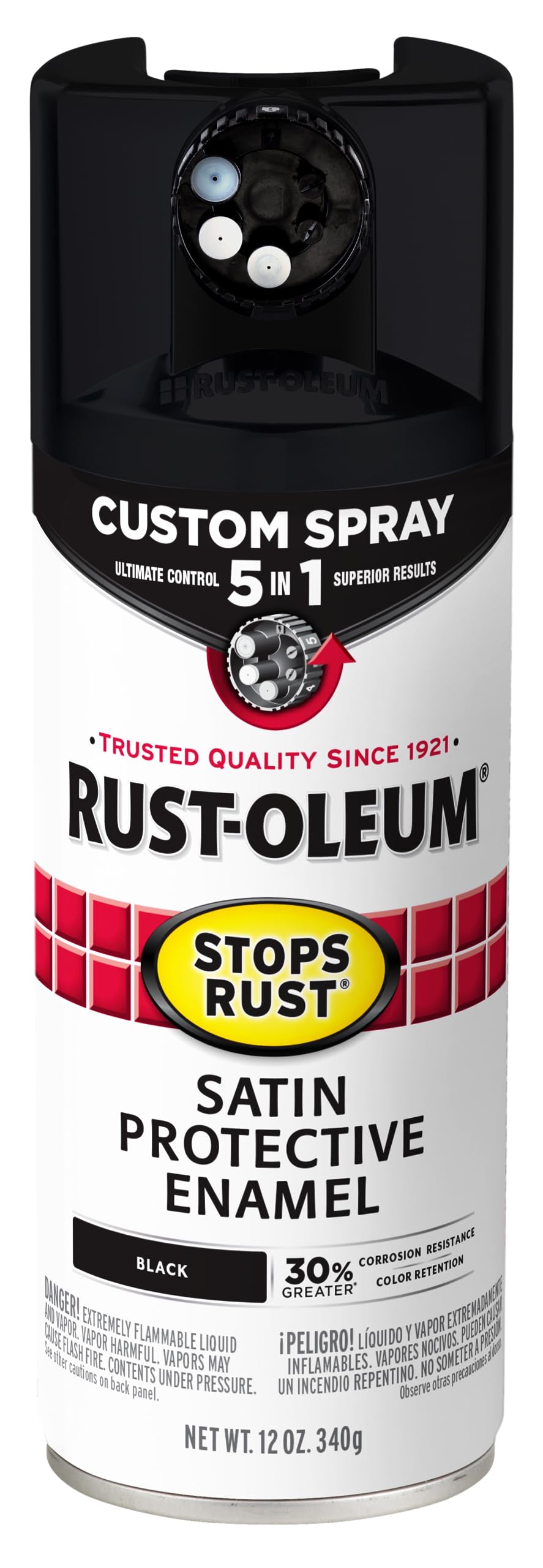Rust-Oleum 376892 Stops Rust Custom Spray 5-in-1 Spray Paint, 12 oz, Gloss Leather Brown