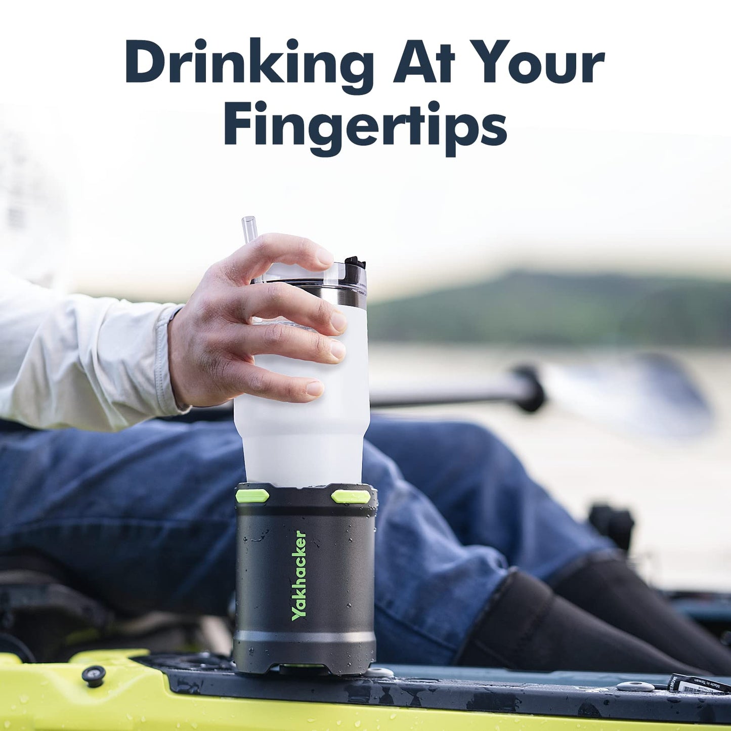 Kayak Cup Holder with Rubber Tab - Multi-Functional and Anti-toppling Cup Holder for Kayak - Phone Holder, Drinks Holder, Fishing Tool, Kayak Track Mount Install