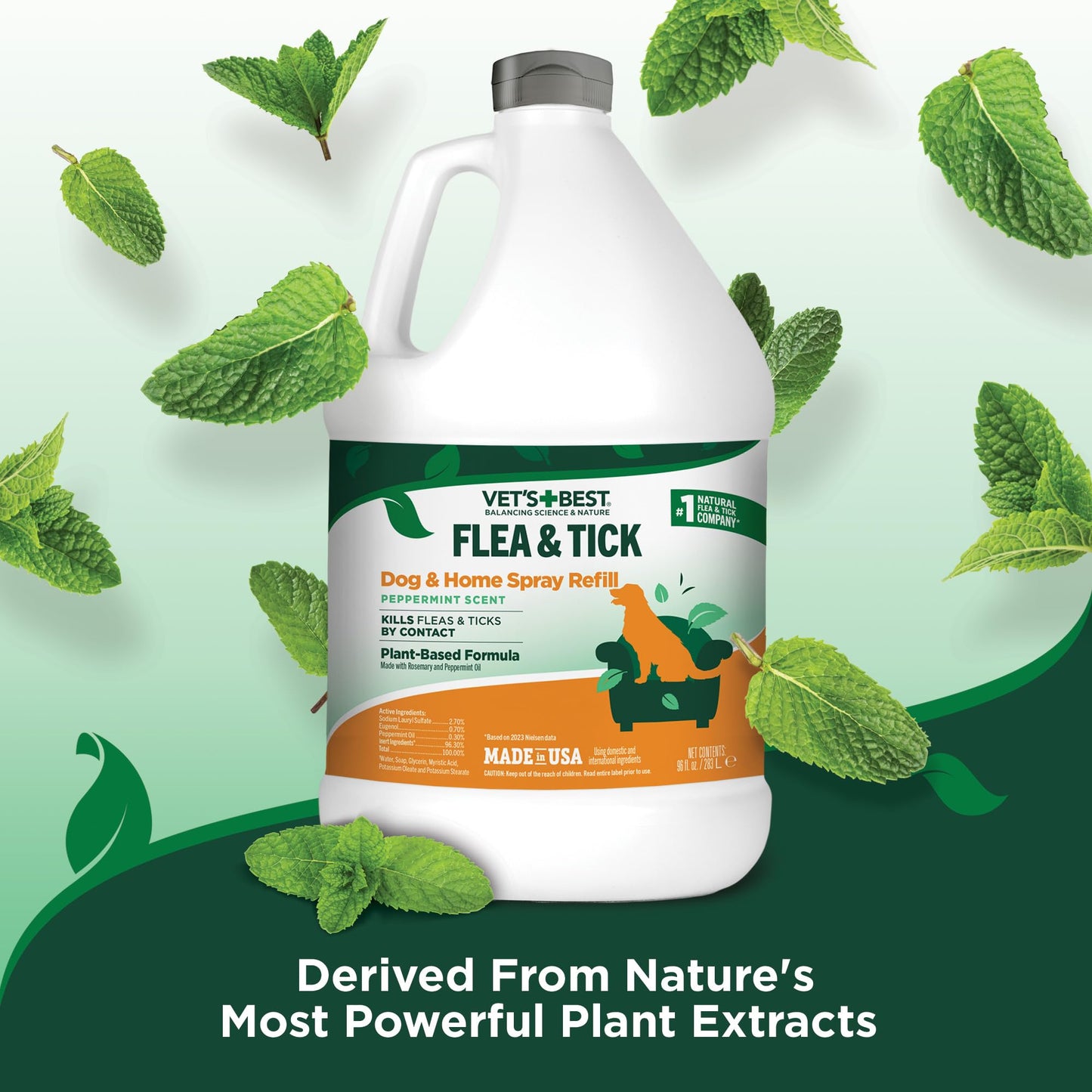 Vet's Best Flea and Tick Home Spray - Dog Flea and Tick Treatment for Home - Plant-Based Formula - Certified Natural Oils,Green - 32 oz