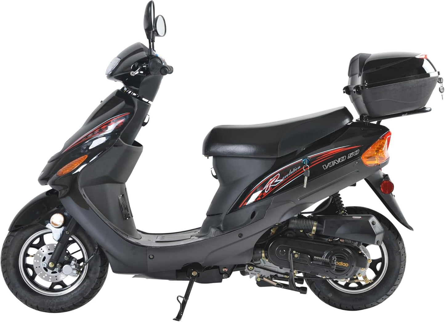 HHH 49cc/50cc Scooter Gas Street Scooter Moped for Youth and Adult with Rear Storage Trunk (Black)