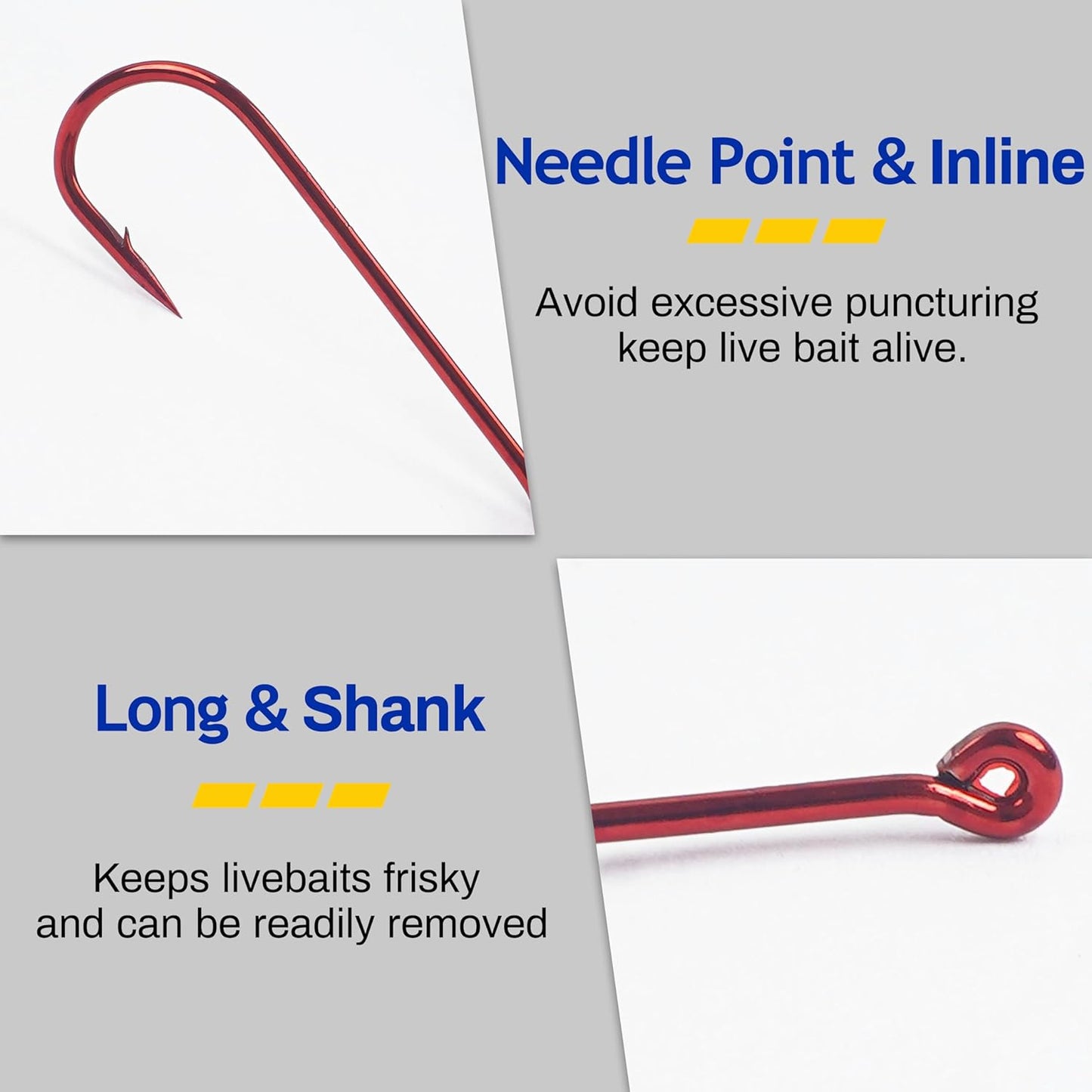 Crappie Hooks Aberdeen Fishing Hooks Kit Long Shank Light Wire Offset High Carbon Steel Fishing Tackle for Sunfish Bass Crappie Walleye Trout Panfish Freshwater 150pcs/Box