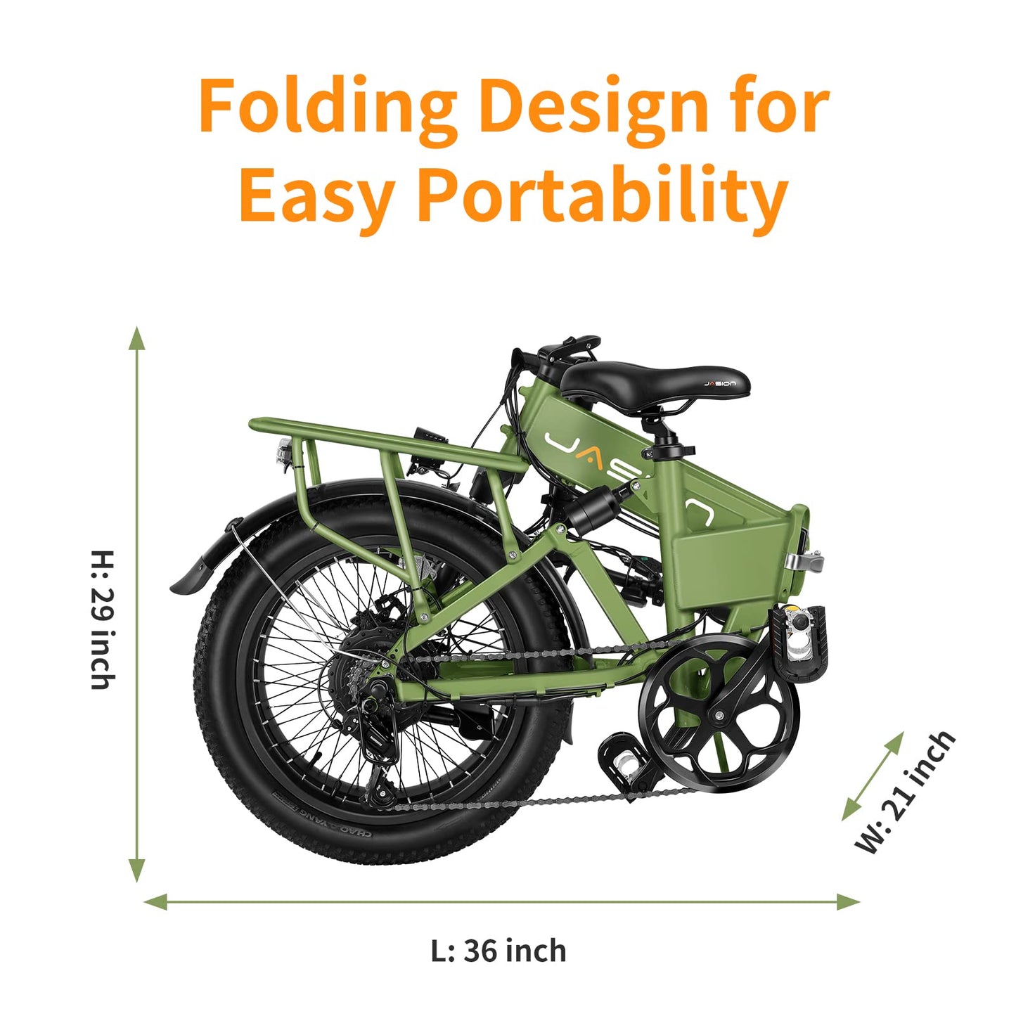 Jasion EB7 2.0 Electric Bike for Adults, 1200W Peak Motor 28MPH Max Speed Folding Ebike, 48V 10AH Removable Battery, 20" Fat Tire with Dual Suspension, 7-Speed Electric Bicycles, UL Certifiled
