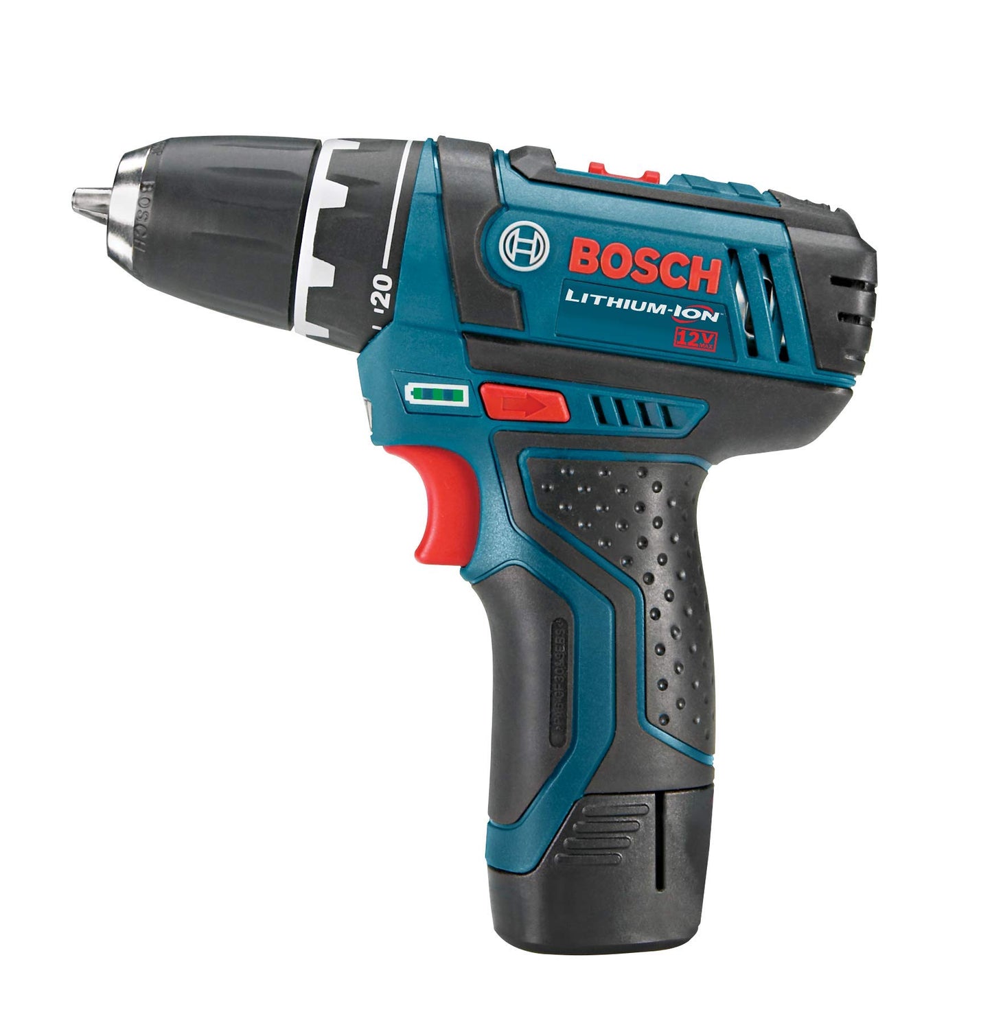 BOSCH PS31-2A 12V Max 3/8 Inch Drill/Driver Kit with (2) 2 Ah Batteries and Charger, Variable Speed