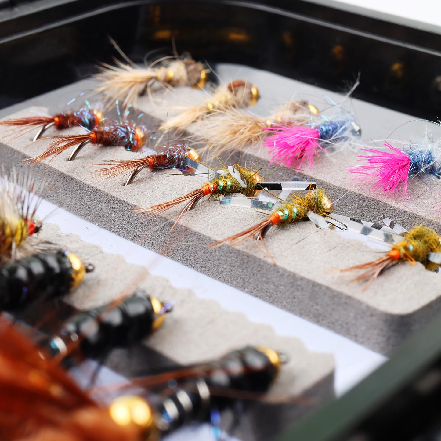 Fly Fishing Flies Assortment Kit Dry Wet Nyphms Tenkara Popper Streamer Woolly Bugger for Trout Bass Salmon Steelhead with Fly Box