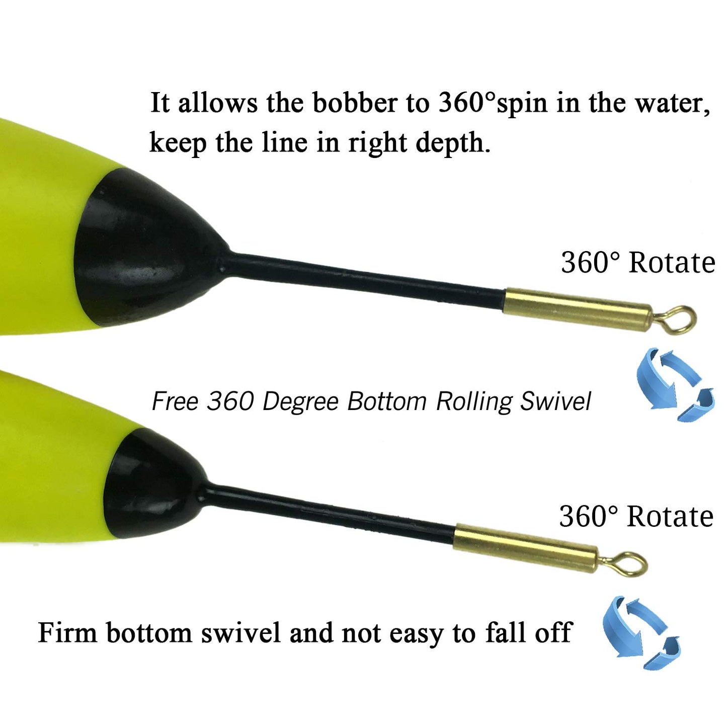 QualyQualy 5Pcs Lighted Fishing Bobbers EVA Foam Fishing Floats and Bobbers + 10Pcs Fishing Glow Sticks, Night Fishing Light Up Bobbers