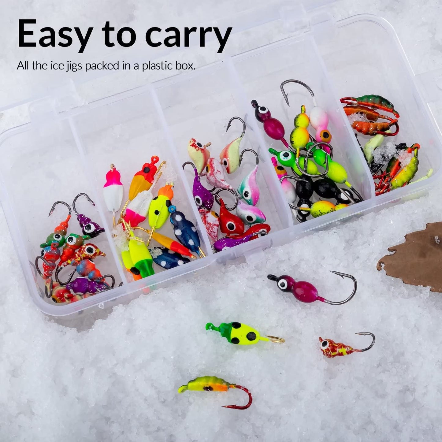 THKFISH Ice Fishing Jigs Kit Ice Fishing Lures for Walleye Perch Jigs Heads for Ice Fishing Tackle Panfish Crappie Jigs 50PCS/31PCS