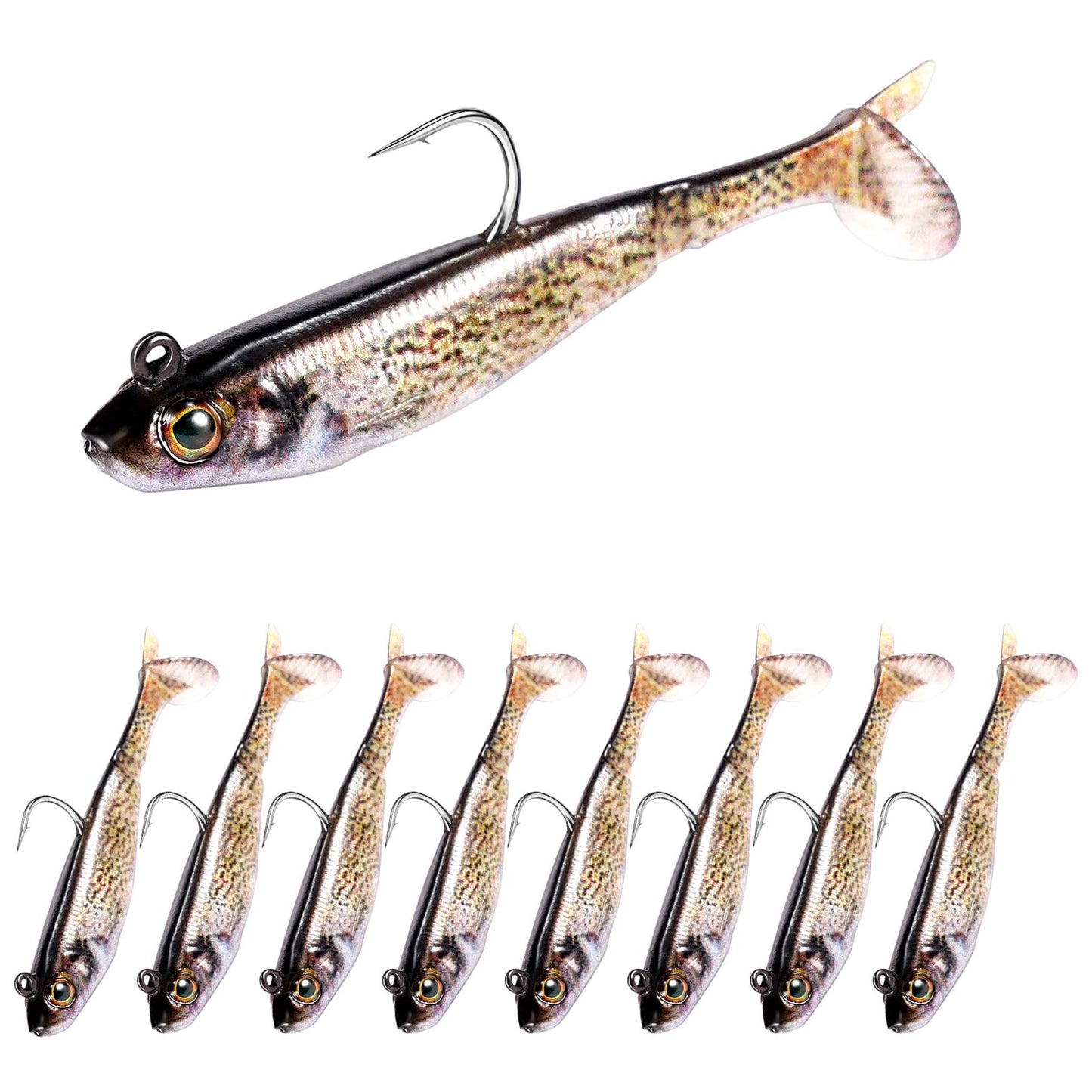 2.5/3.5In Swim Baits for Bass Fishing, Pre-Rigged Jig Heads Soft Plastic Walleye Fishing Lures, Paddle Tail Swimbaits for Bass Fishing, Fishing Bait for Freshwater Saltwater Gifts