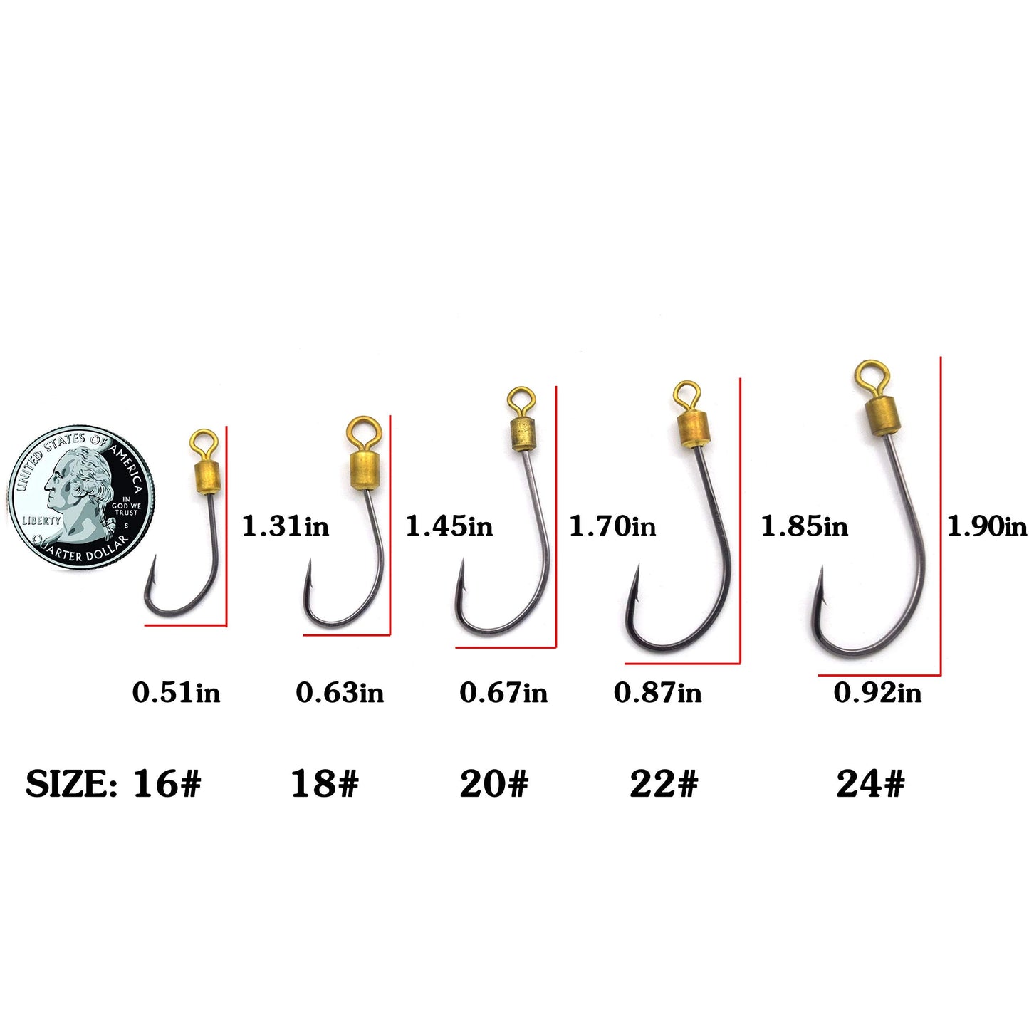 Fishing Hook with Leader,5 Hooks Fishing Rig-7 Strands Nylon Coated Fishing Leader with Swivle,Snap,Hooks