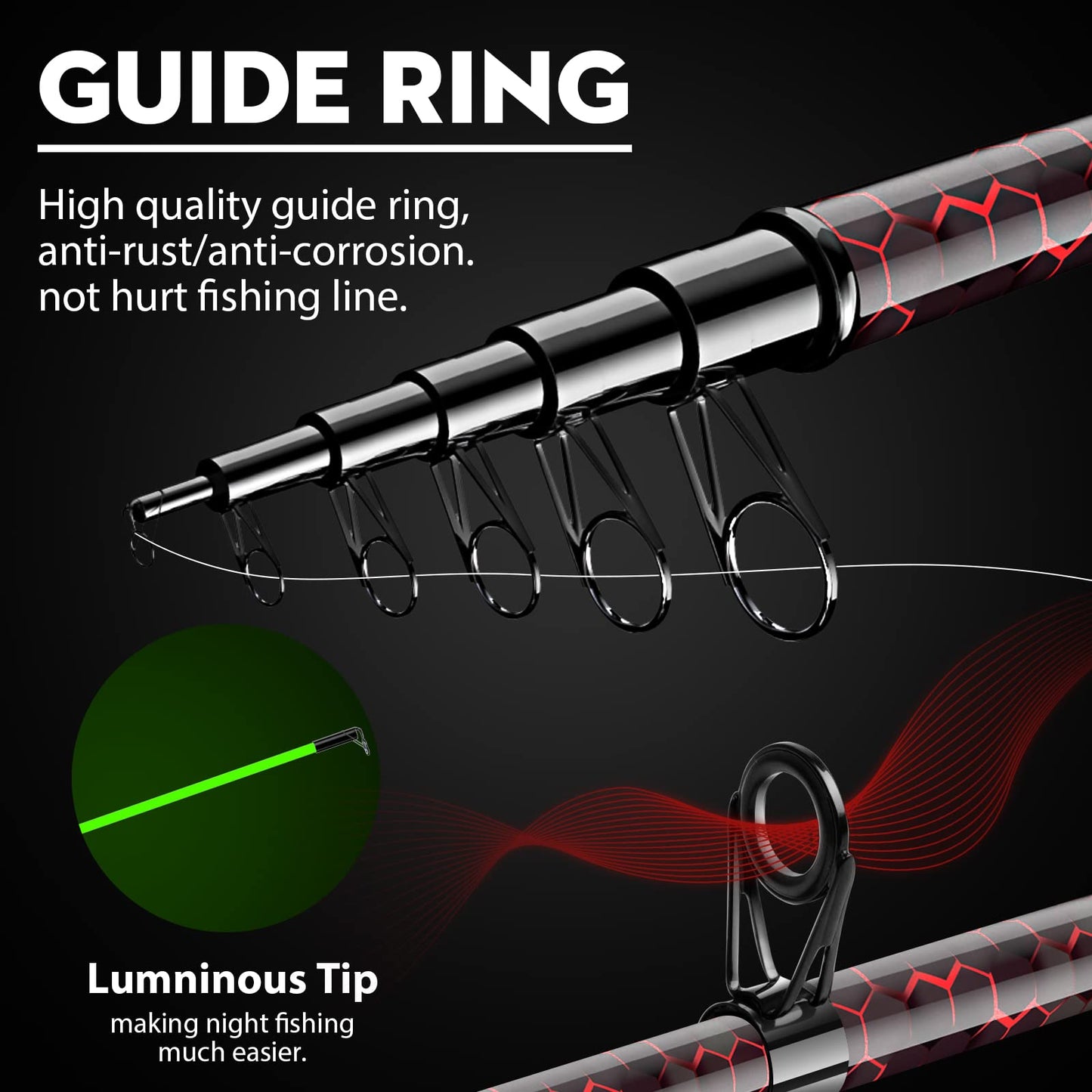 Fishing Rod and Reel Combos, Unique Design with X-Warping Painting, Carbon Fiber Telescopic Fishing Rod with Reel Combo Kit with Tackle Box, Best Gift for Fishing Beginner and Angler